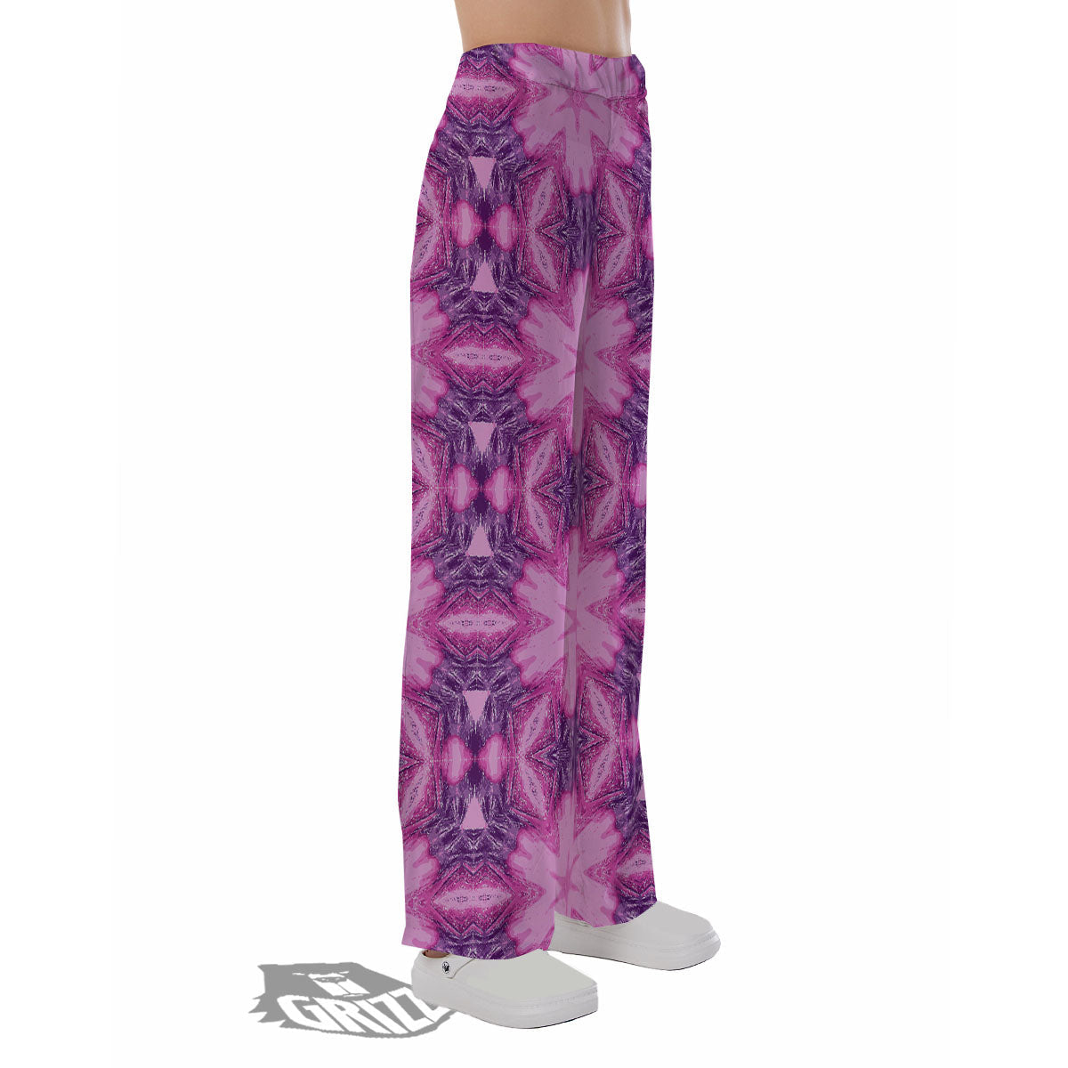 Kaleidoscope Pink Print Pattern Pajama Pants-grizzshop