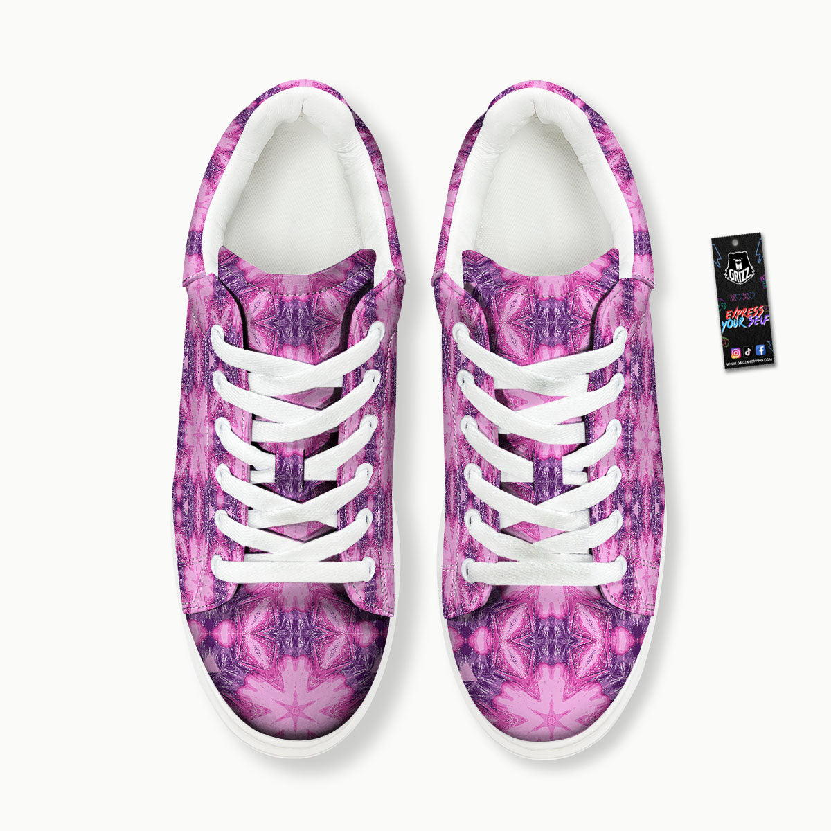 Kaleidoscope Pink Print Pattern Platform Shoes-grizzshop