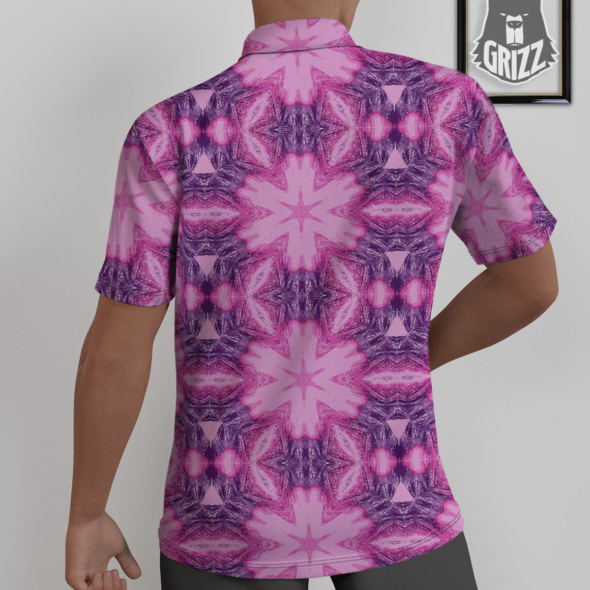 Kaleidoscope Pink Print Pattern Untucked Shirts-grizzshop