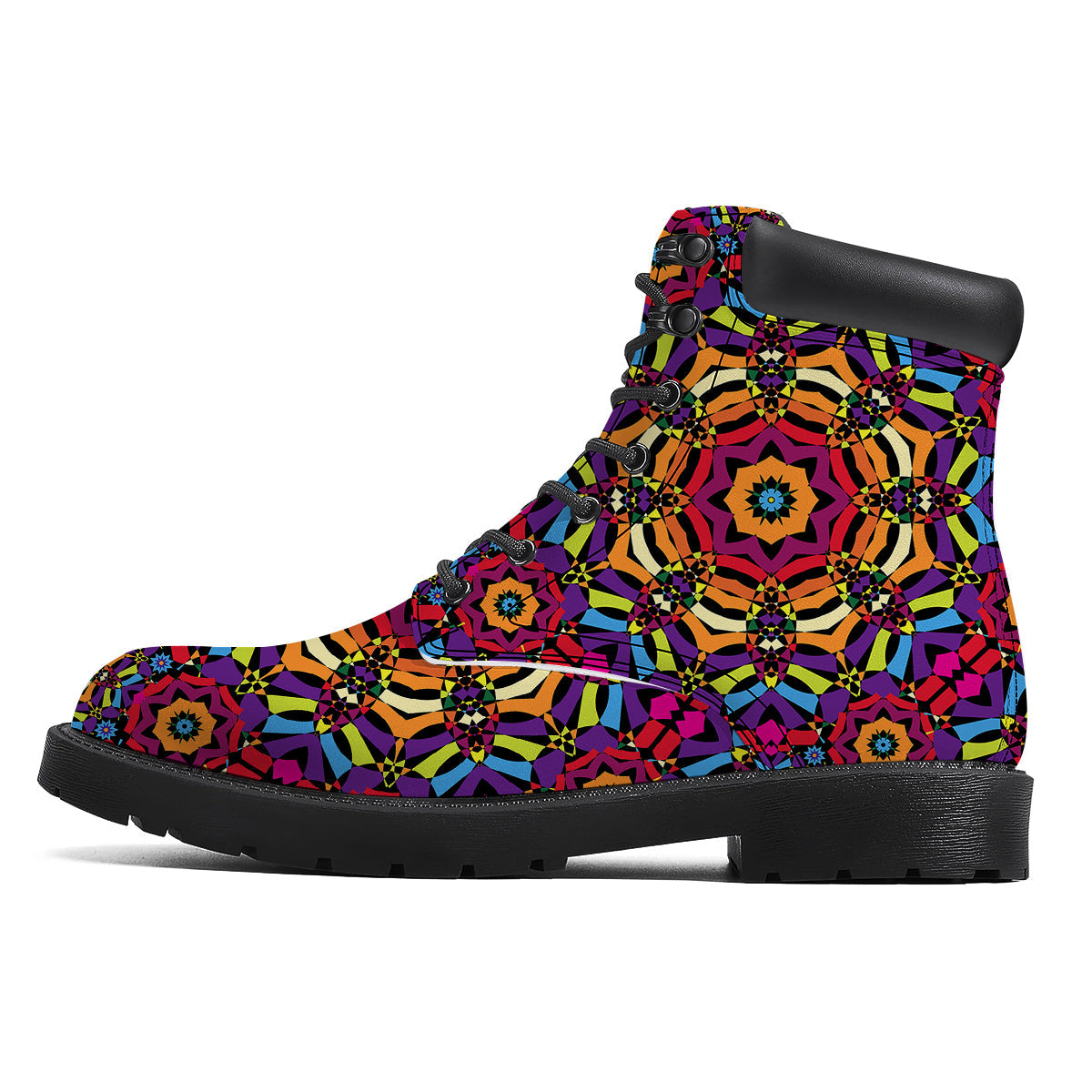 Kaleidoscope Psychedelic Colorful Print Boots-grizzshop