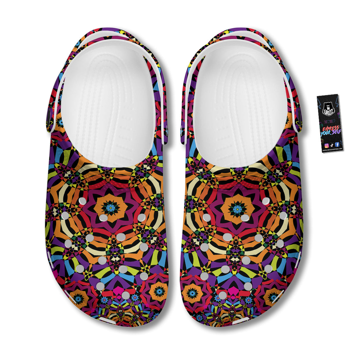 Kaleidoscope Psychedelic Colorful Print Clog-grizzshop