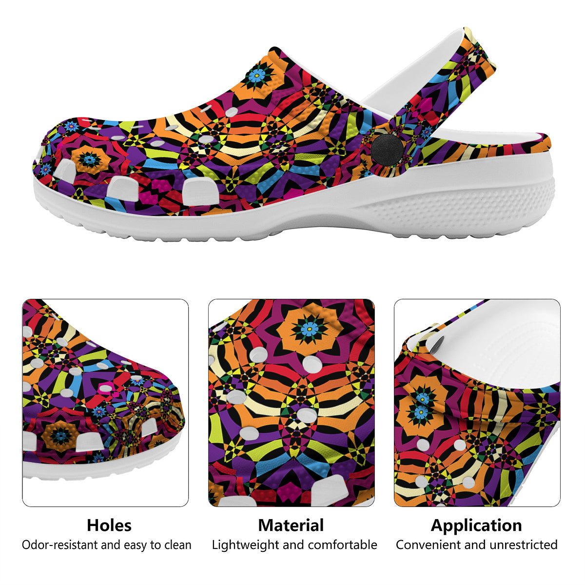 Kaleidoscope Psychedelic Colorful Print Clog-grizzshop