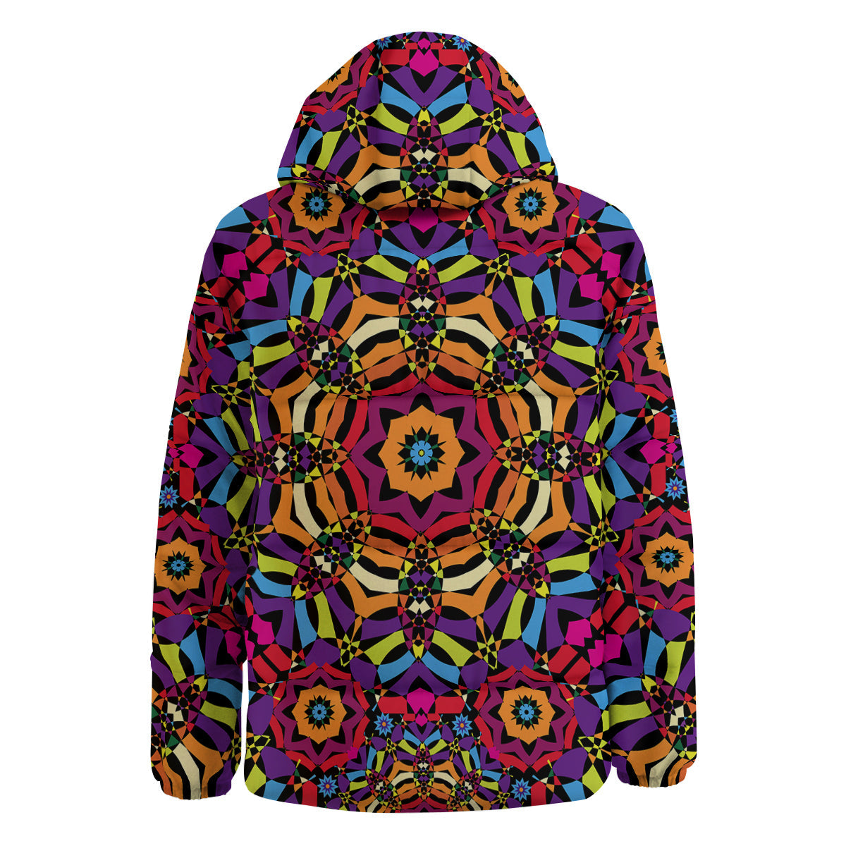 Kaleidoscope Psychedelic Colorful Print Down Jacket-grizzshop