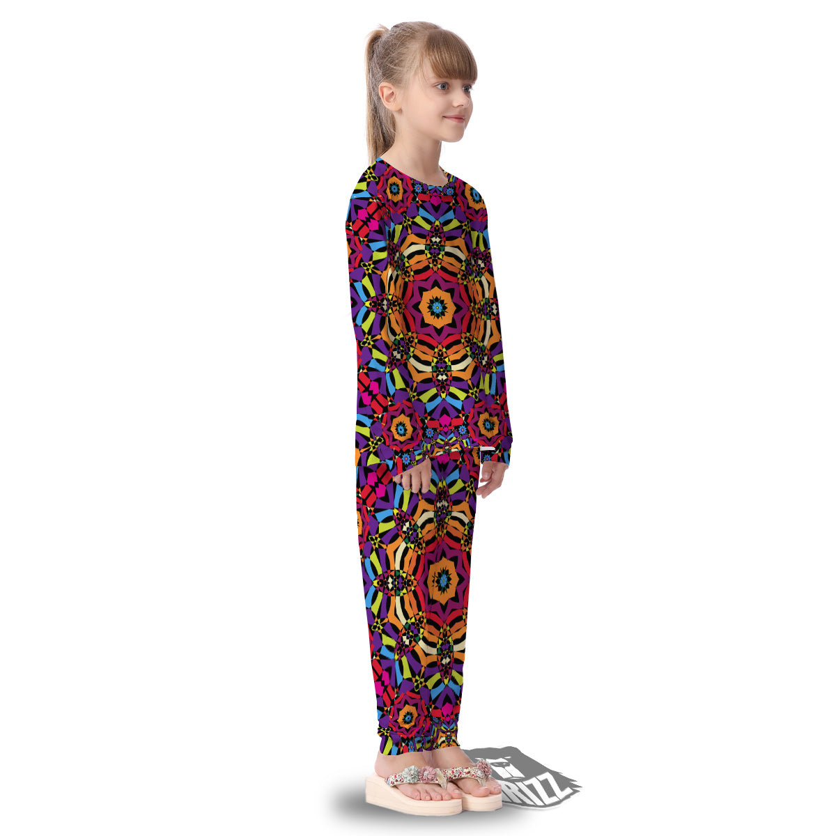 Kaleidoscope Psychedelic Colorful Print Kid's Pajamas-grizzshop