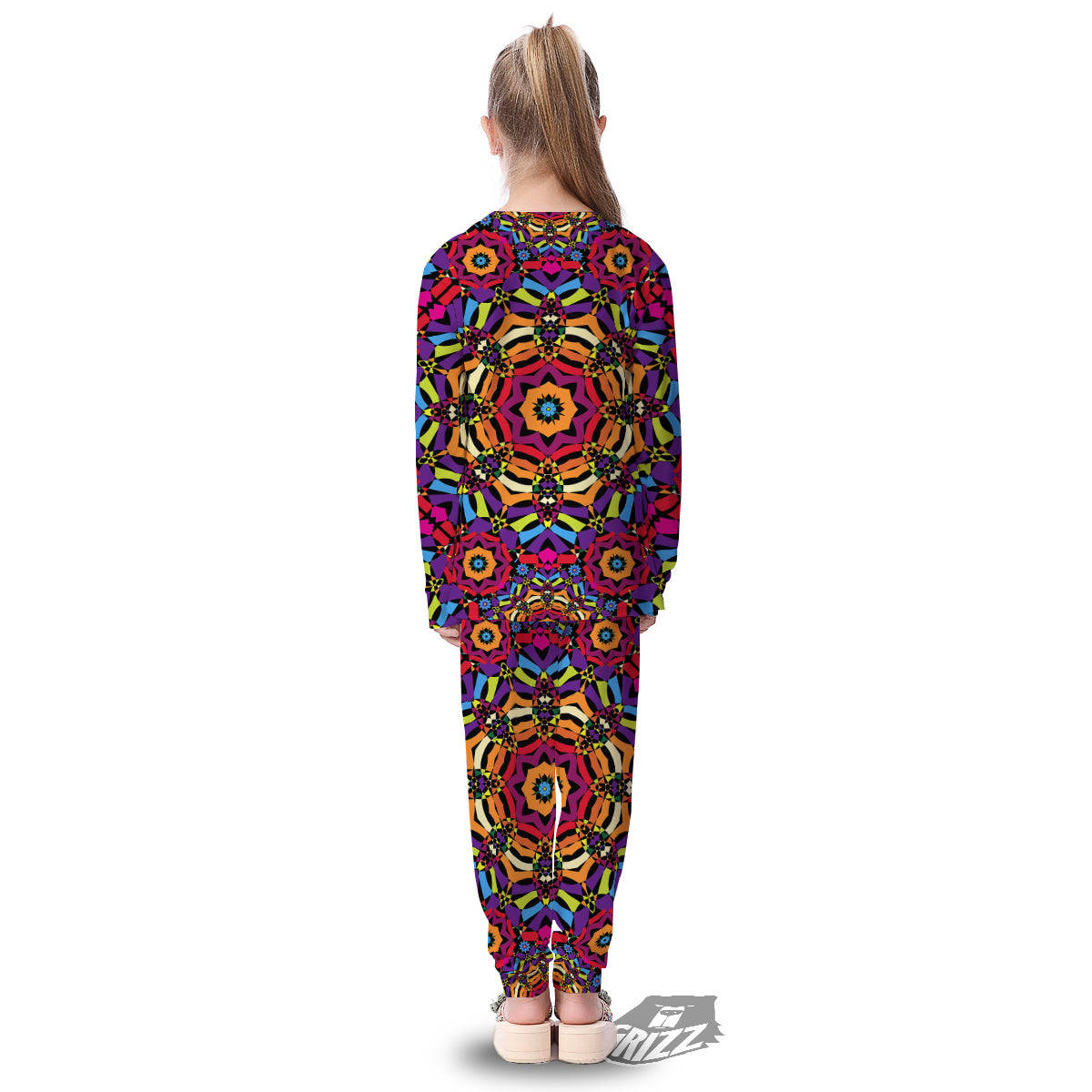 Kaleidoscope Psychedelic Colorful Print Kid's Pajamas-grizzshop