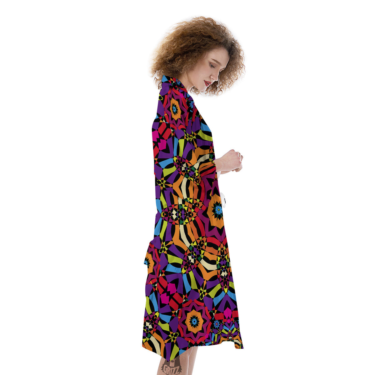 Kaleidoscope Psychedelic Colorful Print Kimono-grizzshop