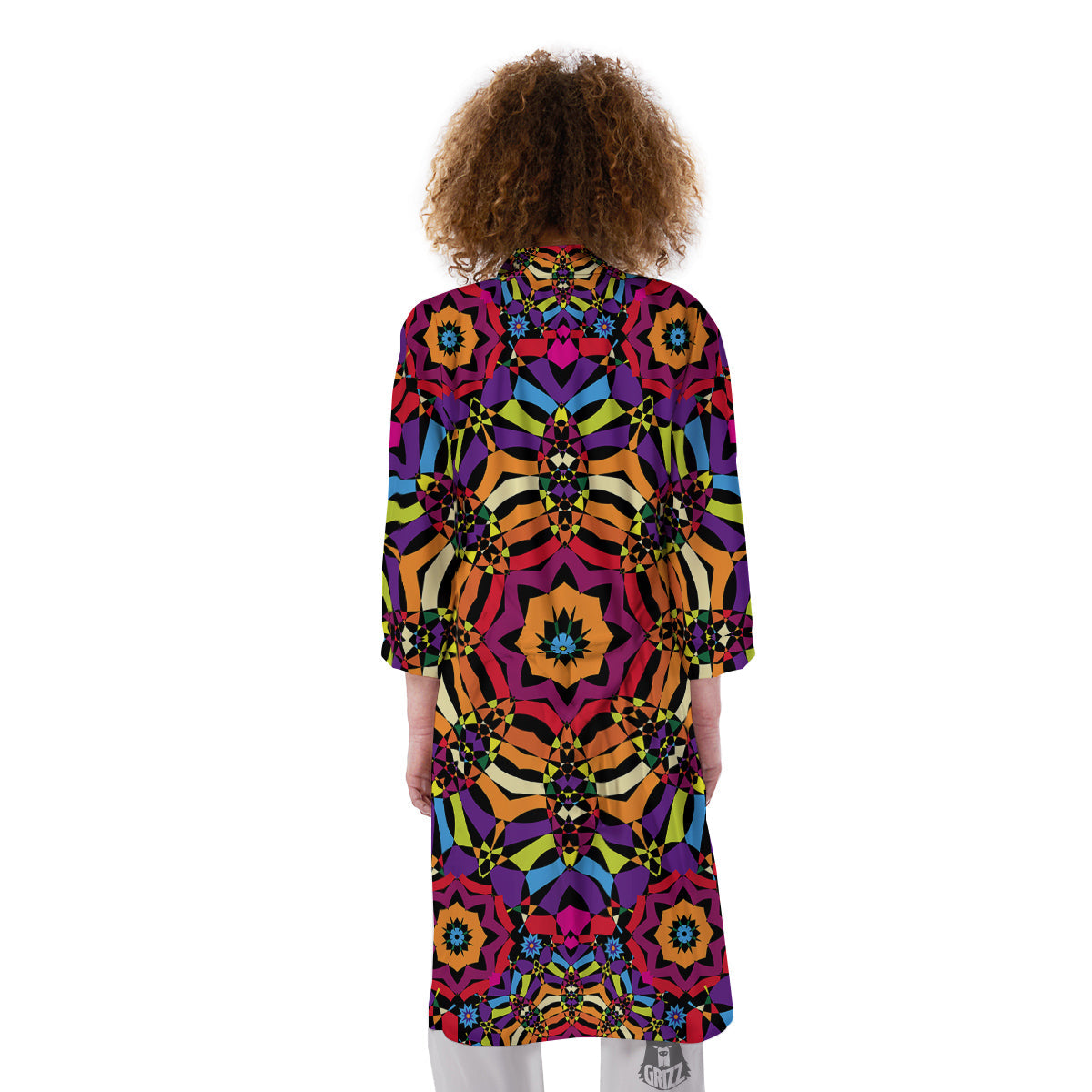 Kaleidoscope Psychedelic Colorful Print Kimono-grizzshop