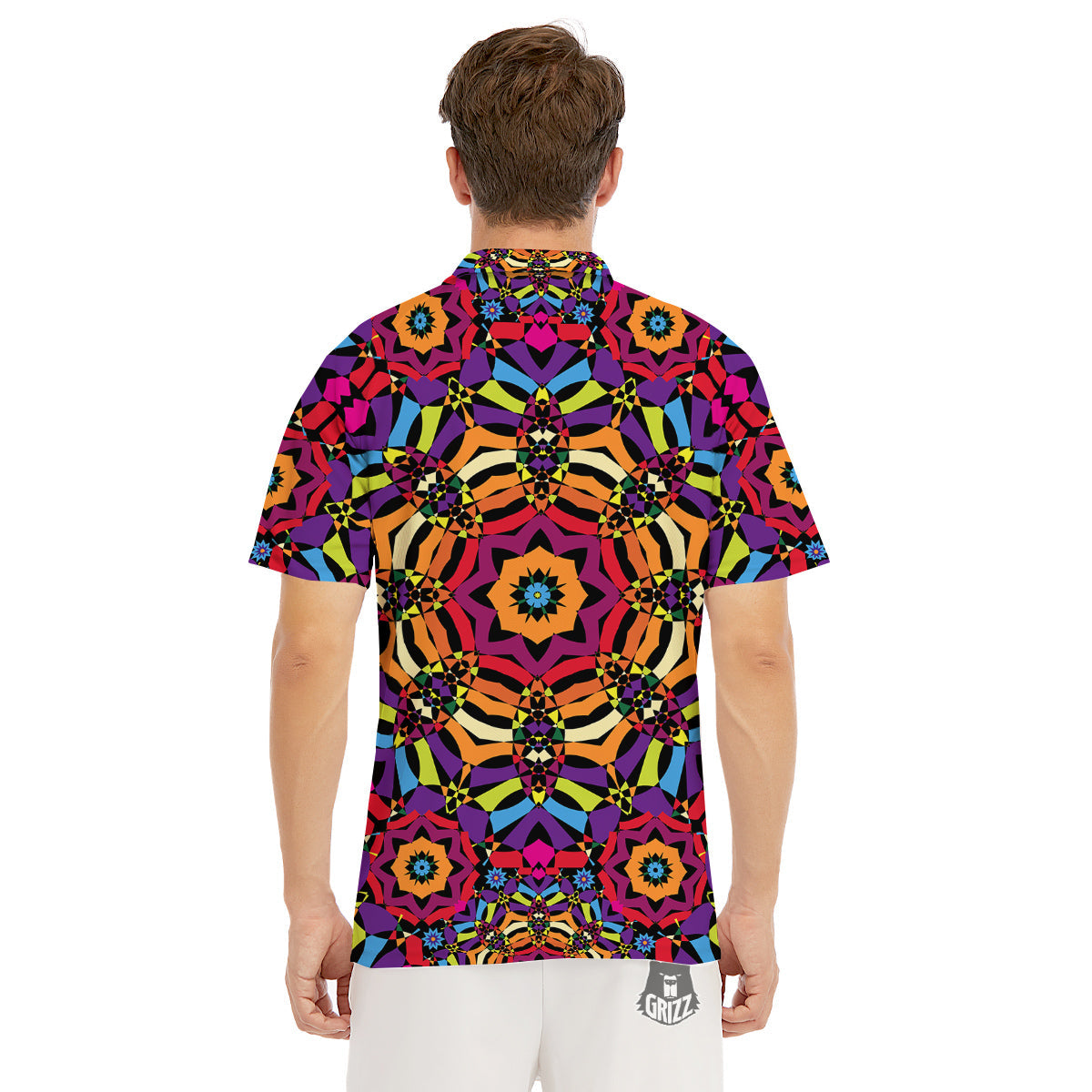 Kaleidoscope Psychedelic Colorful Print Men's Golf Shirts-grizzshop
