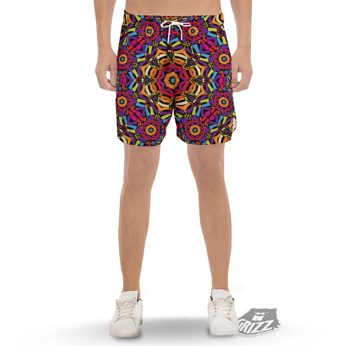 Kaleidoscope Psychedelic Colorful Print Men's Gym Shorts-grizzshop