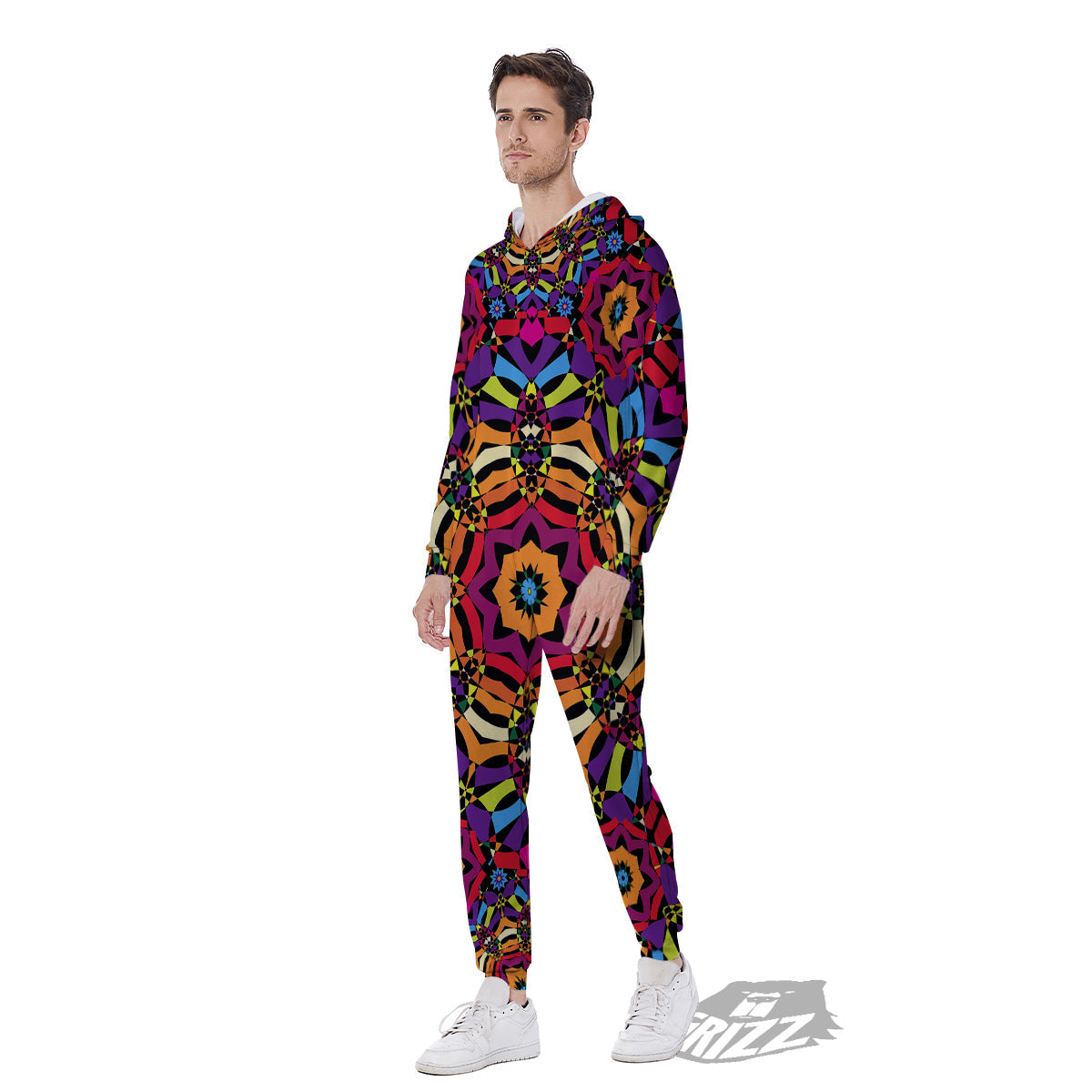 Kaleidoscope Psychedelic Colorful Print Men's Jumpsuit-grizzshop