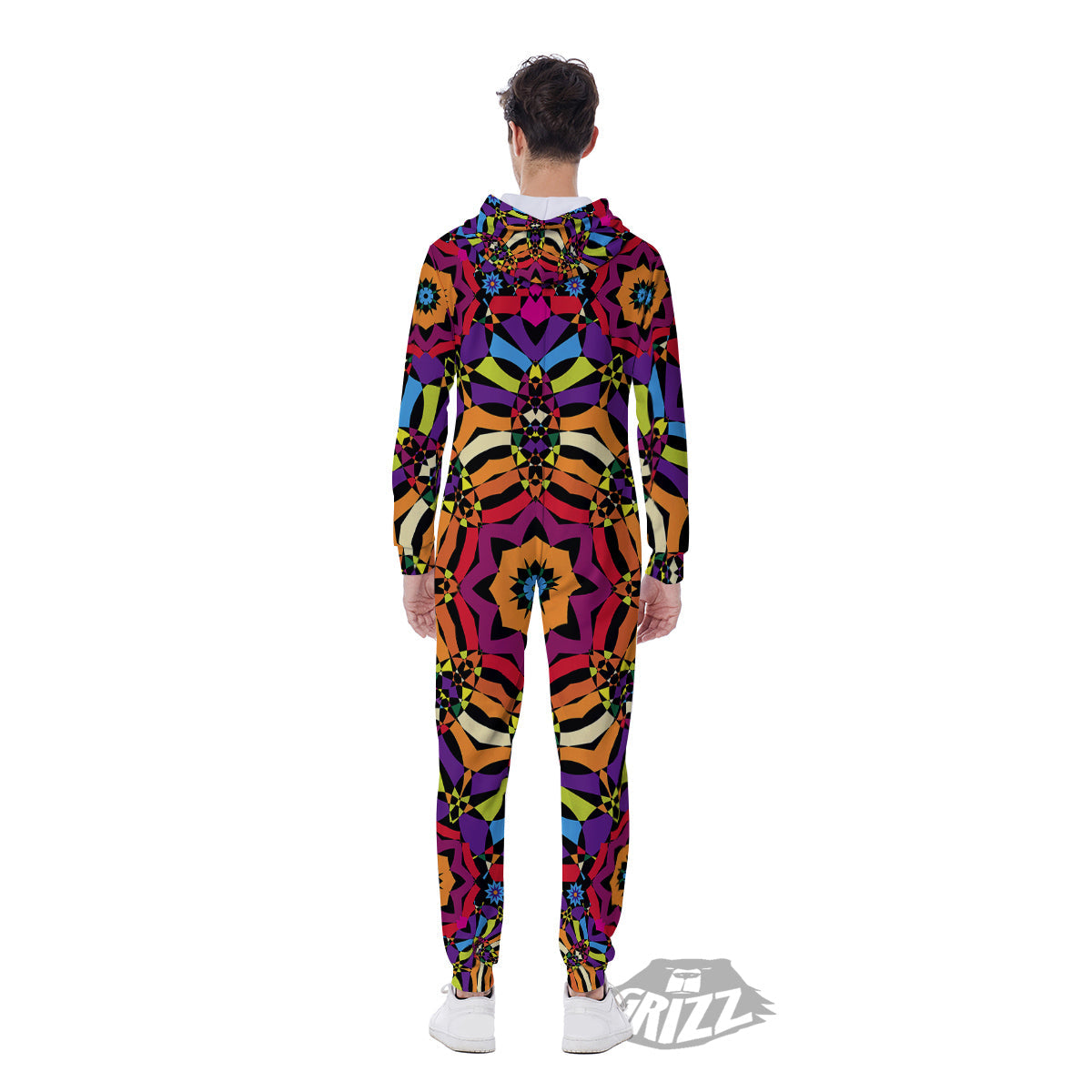 Kaleidoscope Psychedelic Colorful Print Men's Jumpsuit-grizzshop