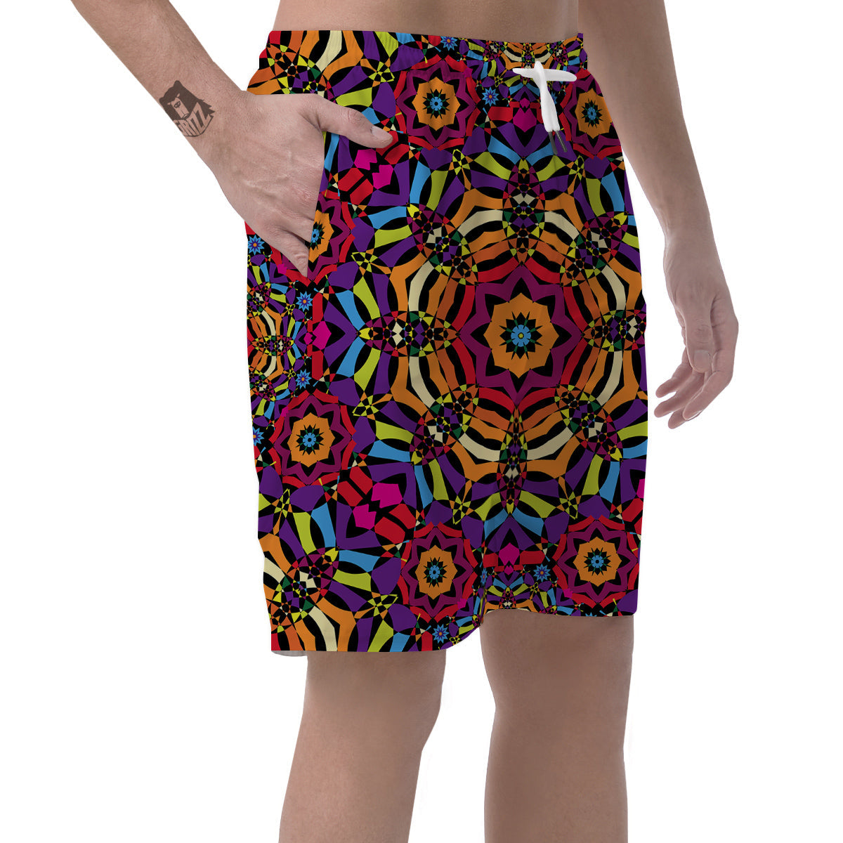 Kaleidoscope Psychedelic Colorful Print Men's Shorts-grizzshop