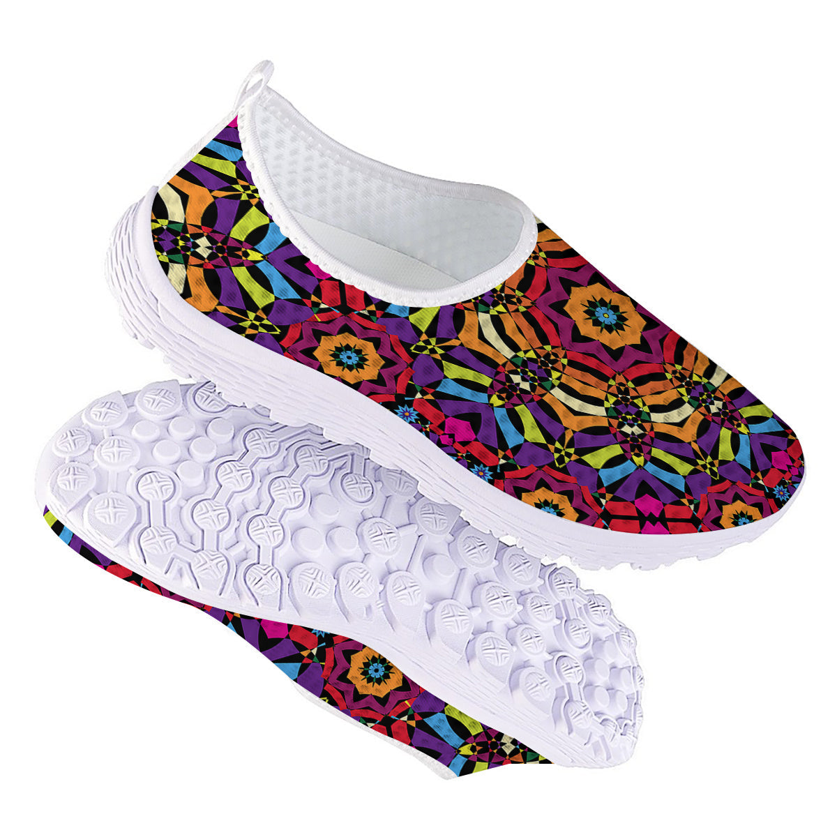 Kaleidoscope Psychedelic Colorful Print Nurse Shoes-grizzshop