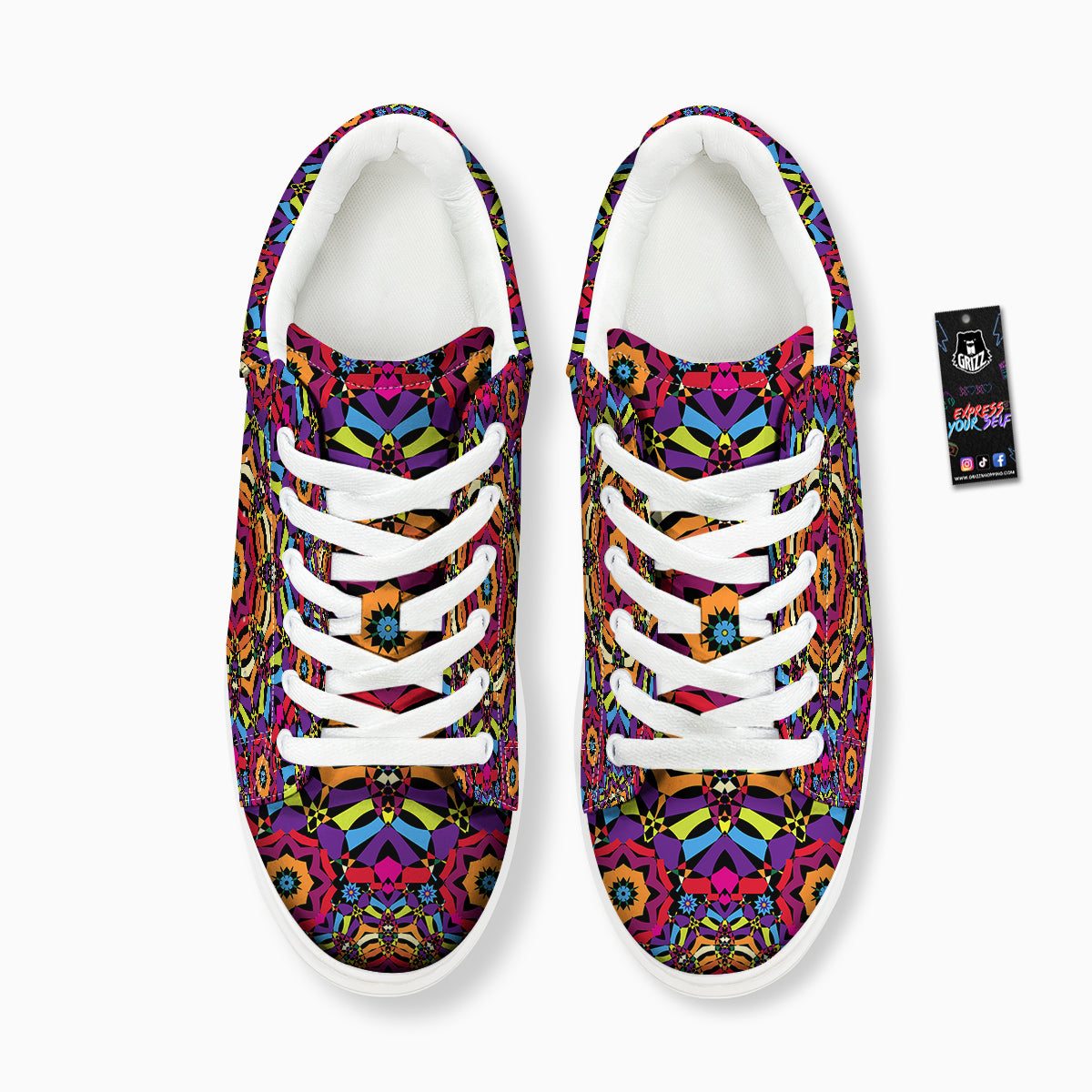 Kaleidoscope Psychedelic Colorful Print Platform Shoes-grizzshop