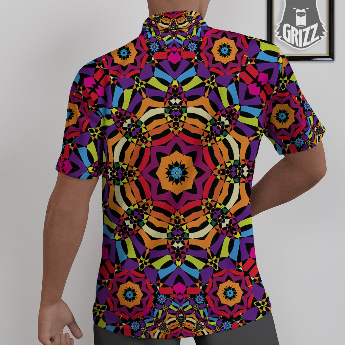 Kaleidoscope Psychedelic Colorful Print Untucked Shirts-grizzshop