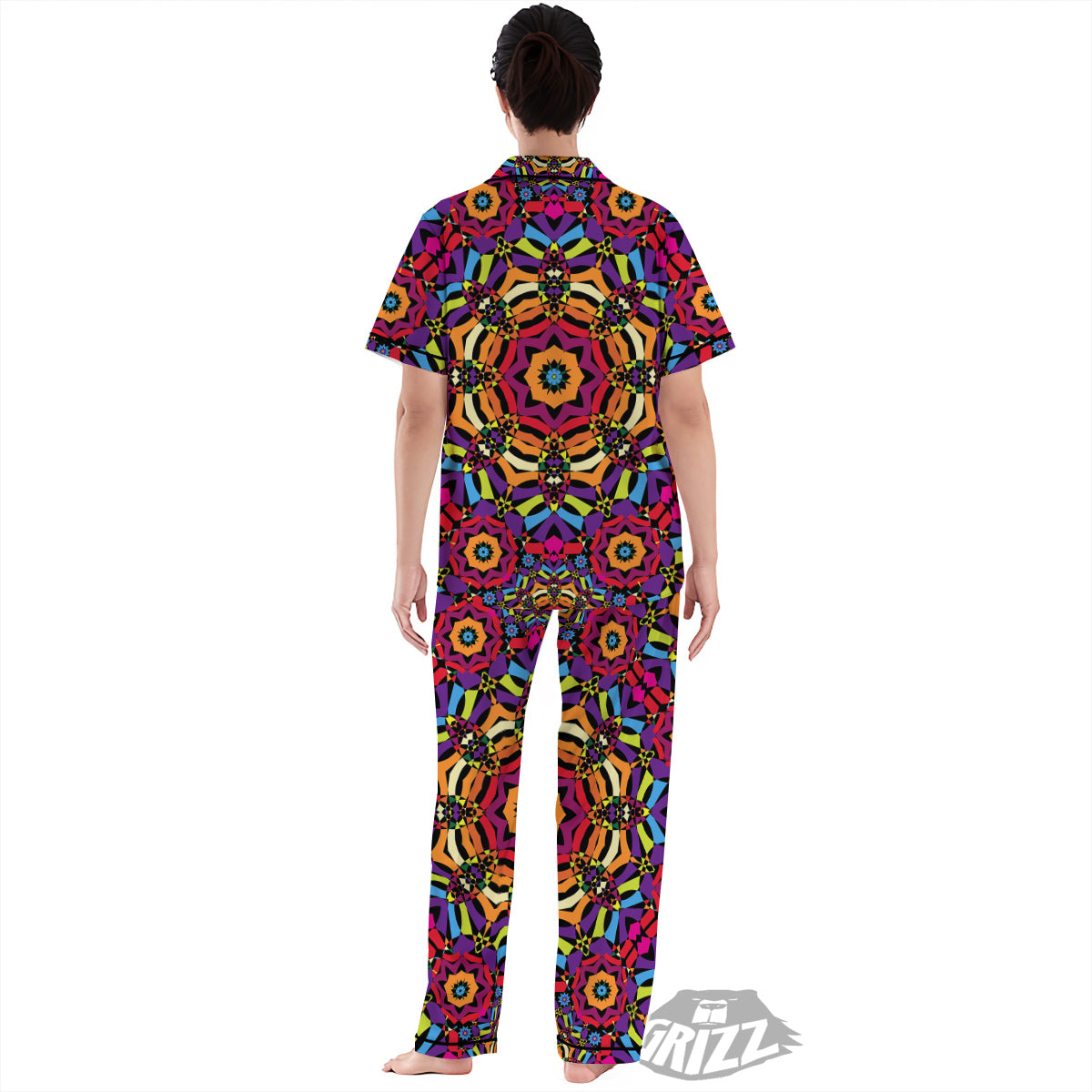 Kaleidoscope Psychedelic Colorful Print Women's Pajamas Set-grizzshop
