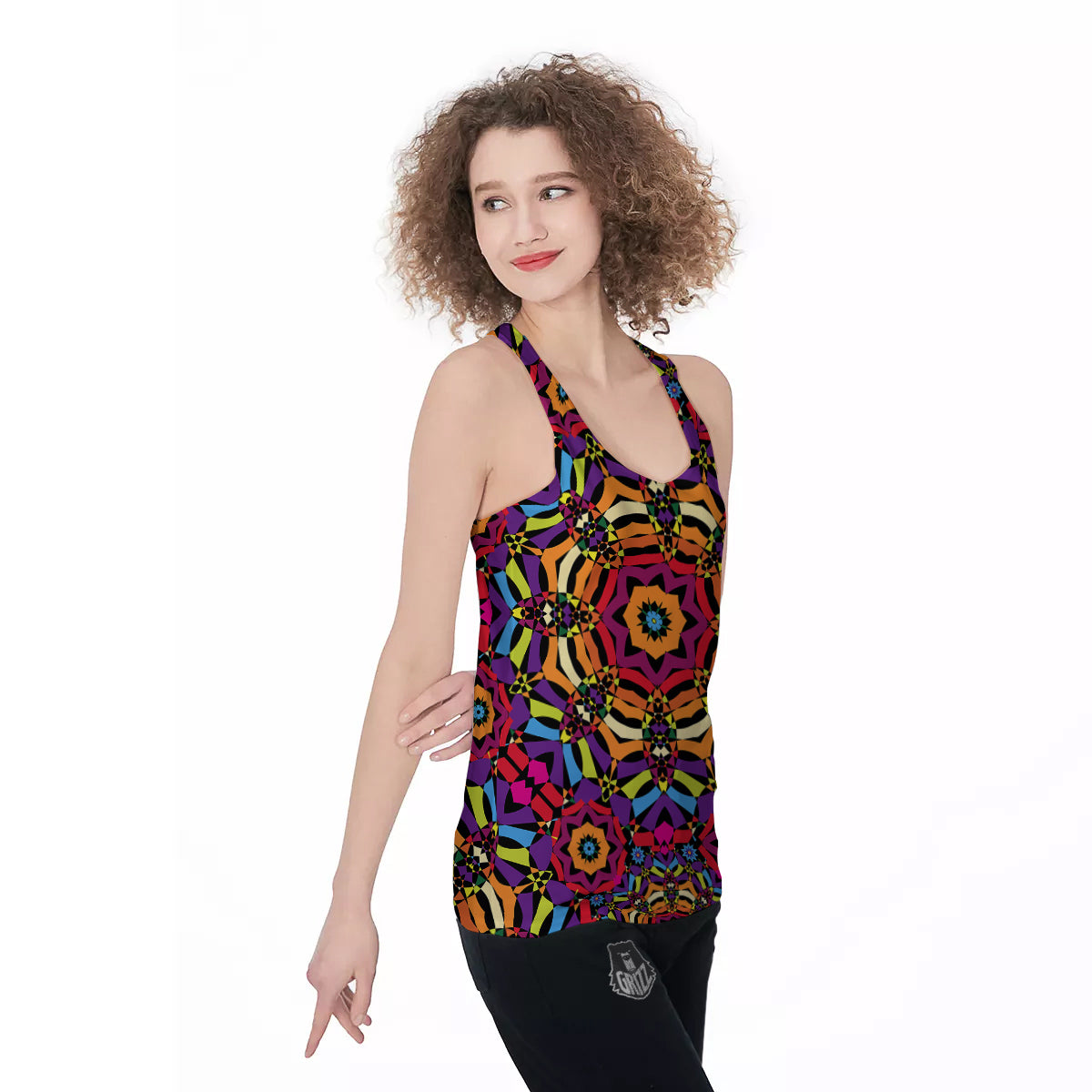 Kaleidoscope Psychedelic Colorful Print Women's Racerback Tank Top-grizzshop