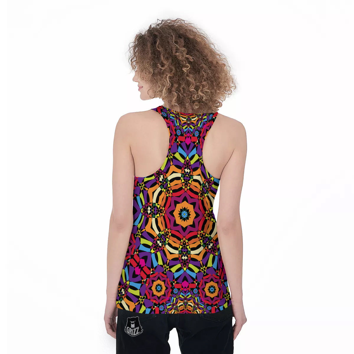 Kaleidoscope Psychedelic Colorful Print Women's Racerback Tank Top-grizzshop