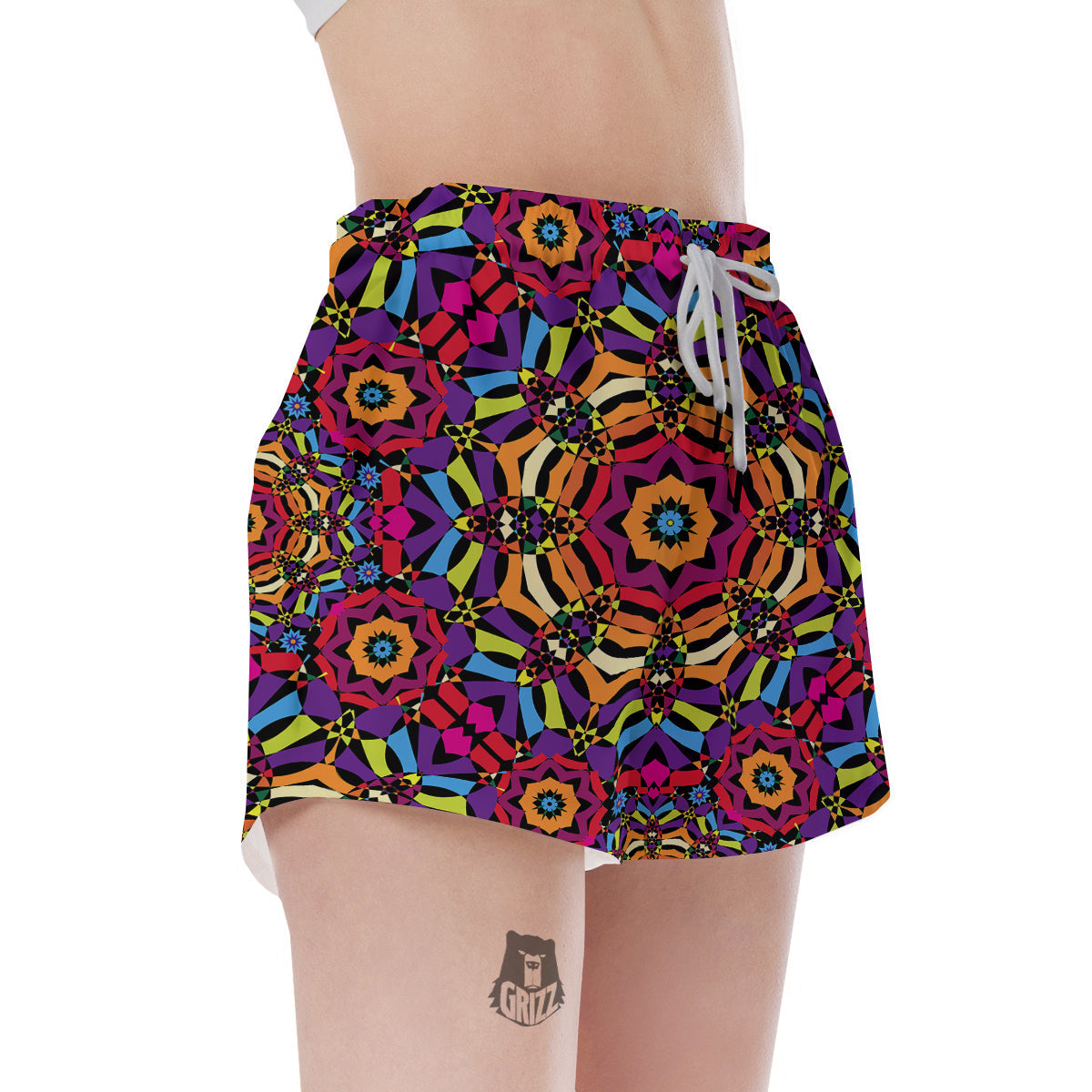 Kaleidoscope Psychedelic Colorful Print Women's Shorts-grizzshop