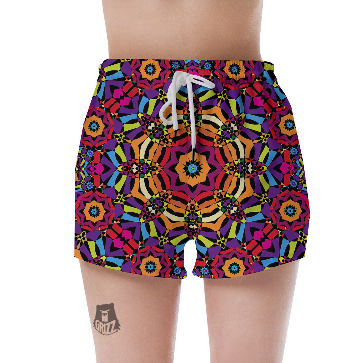 Kaleidoscope Psychedelic Colorful Print Women's Shorts-grizzshop