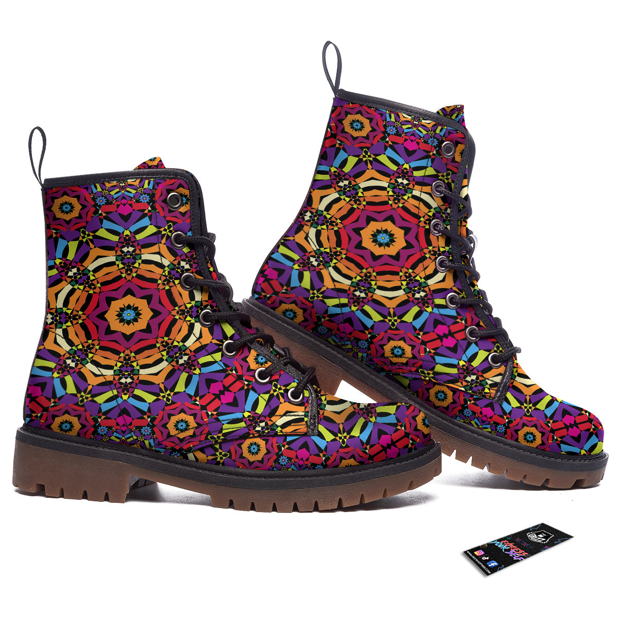 Kaleidoscope Psychedelic Colorful Print Work Boots-grizzshop