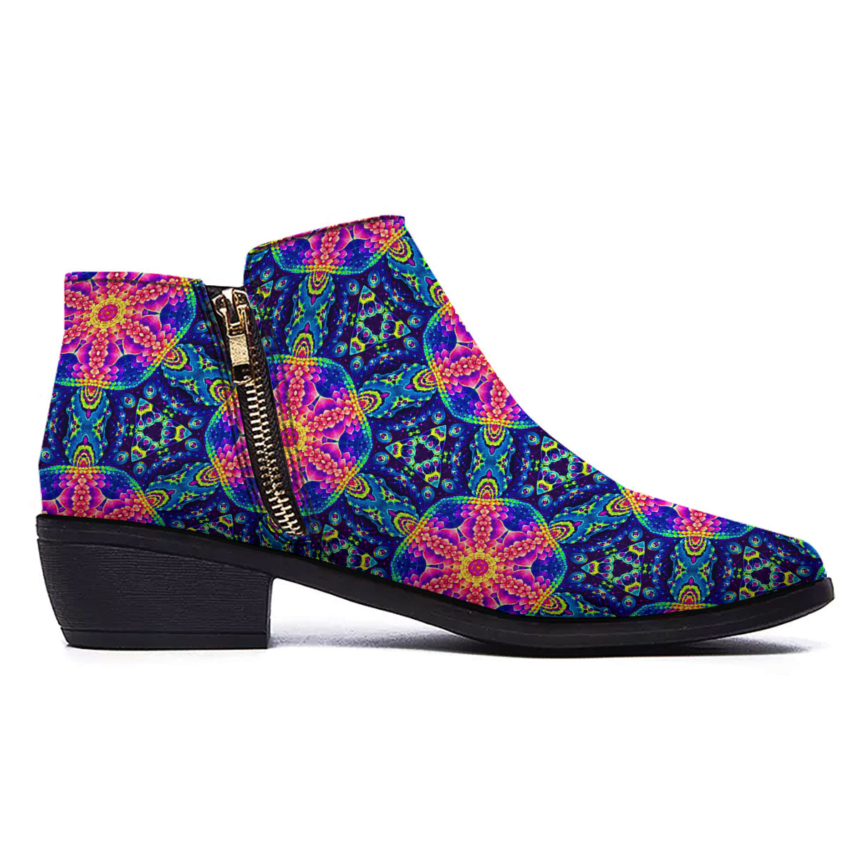 Kaleidoscope Psychedelic Print Pattern Ankle Boots-grizzshop