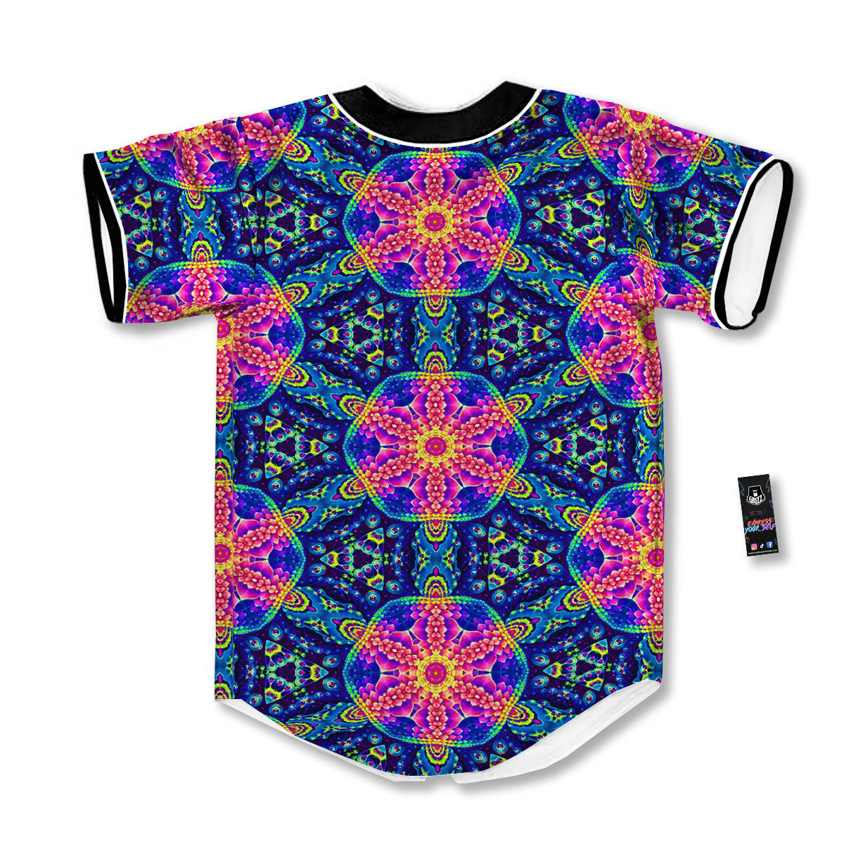 Kaleidoscope Psychedelic Print Pattern Baseball Jersey-grizzshop