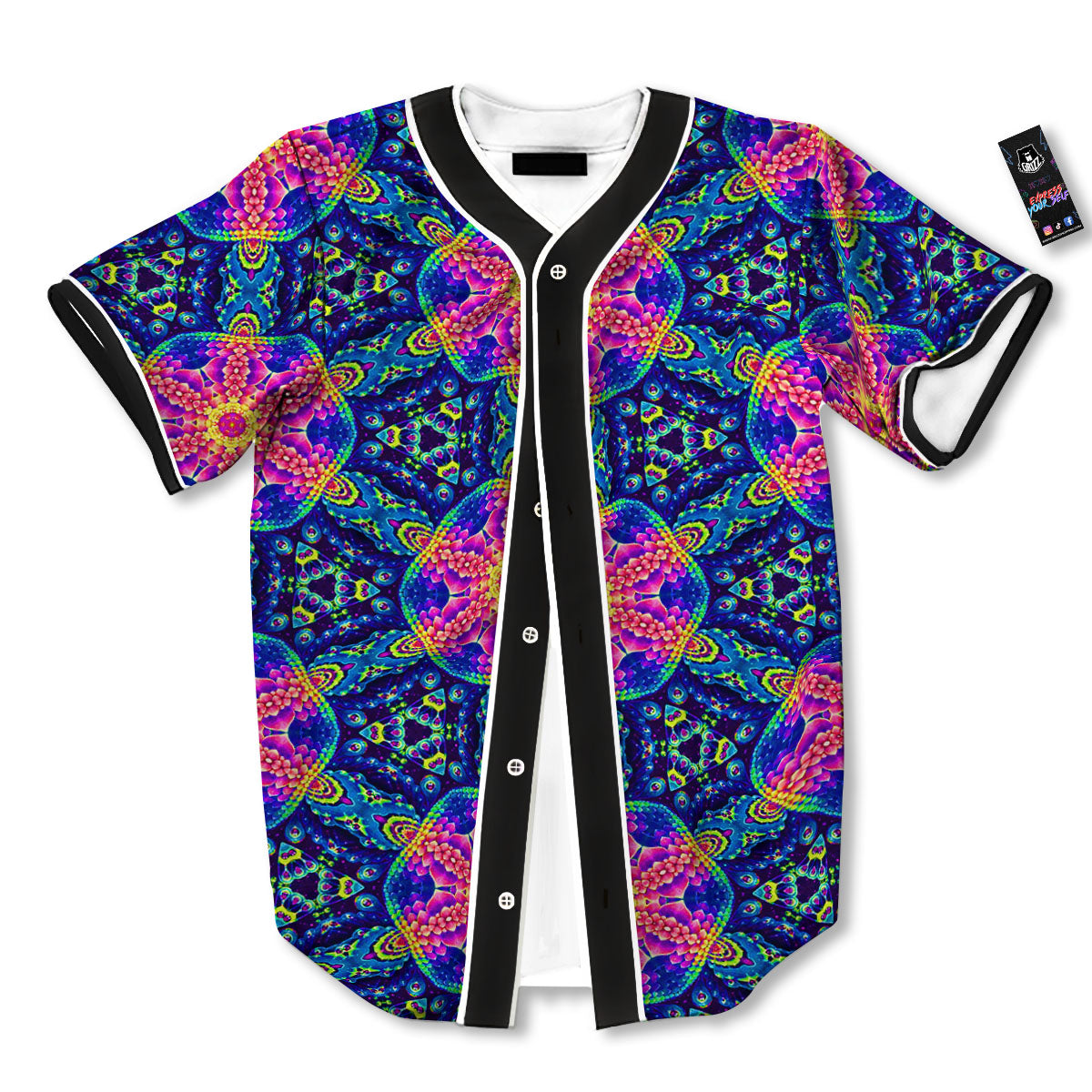 Kaleidoscope Psychedelic Print Pattern Baseball Jersey-grizzshop
