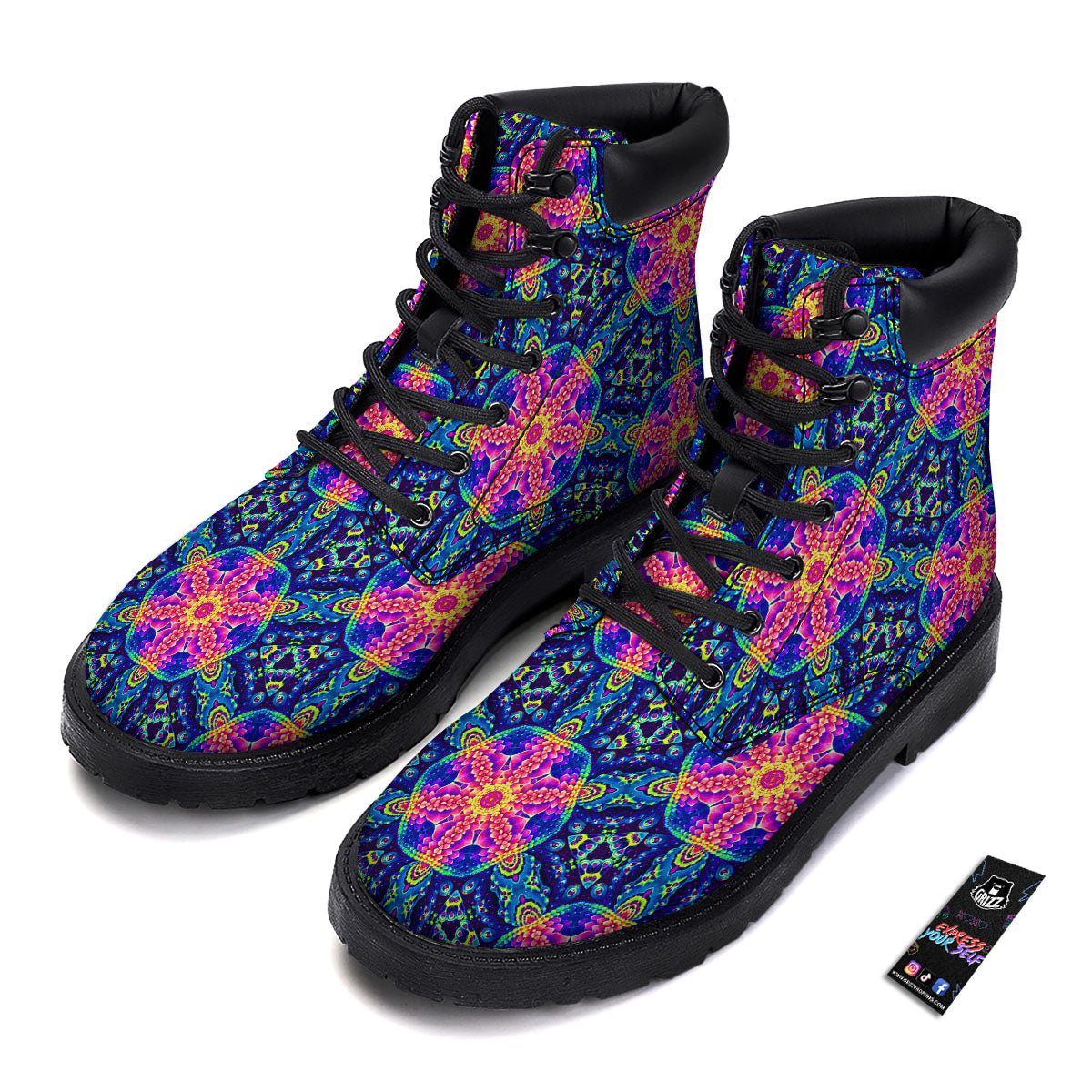 Kaleidoscope Psychedelic Print Pattern Boots-grizzshop