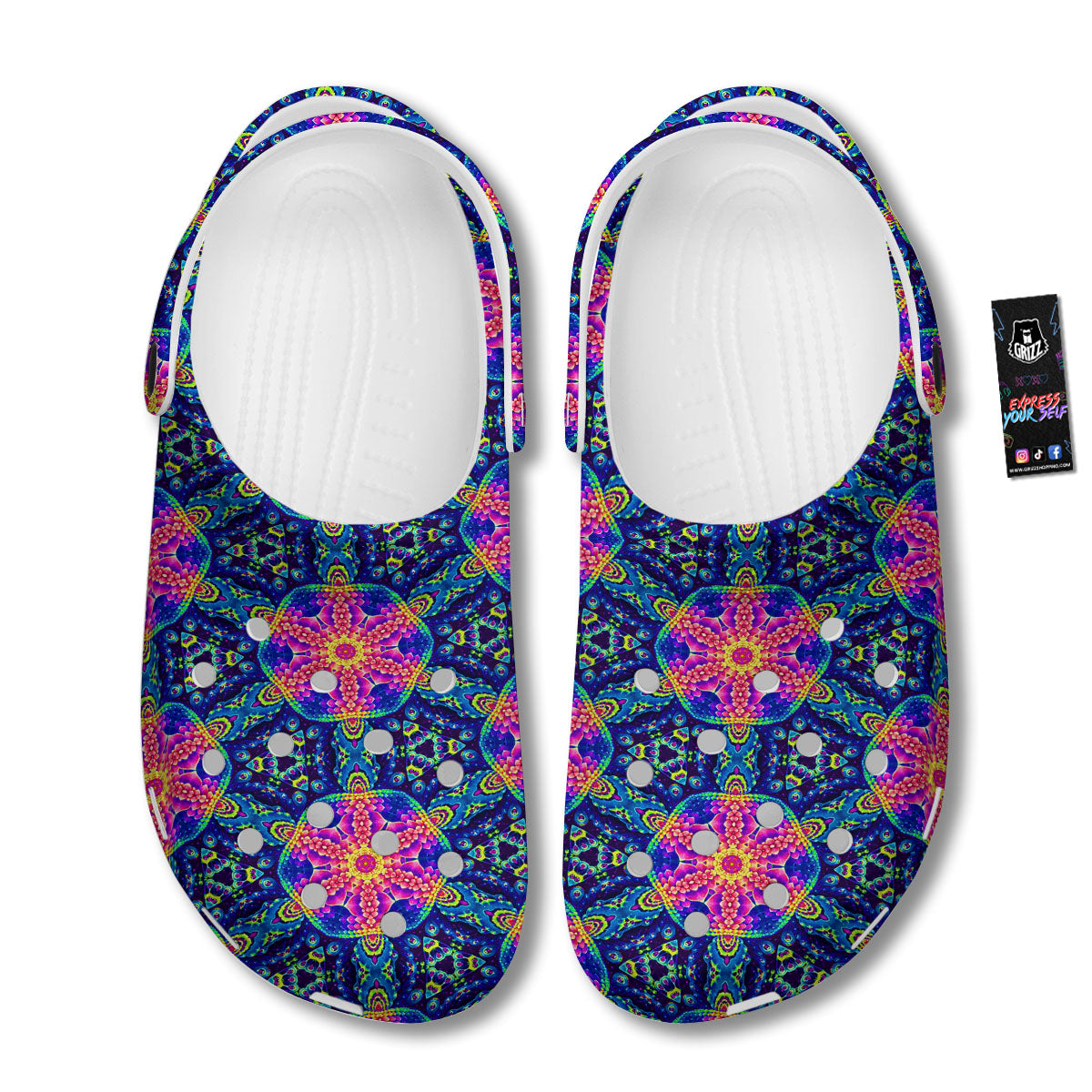 Kaleidoscope Psychedelic Print Pattern Clog-grizzshop