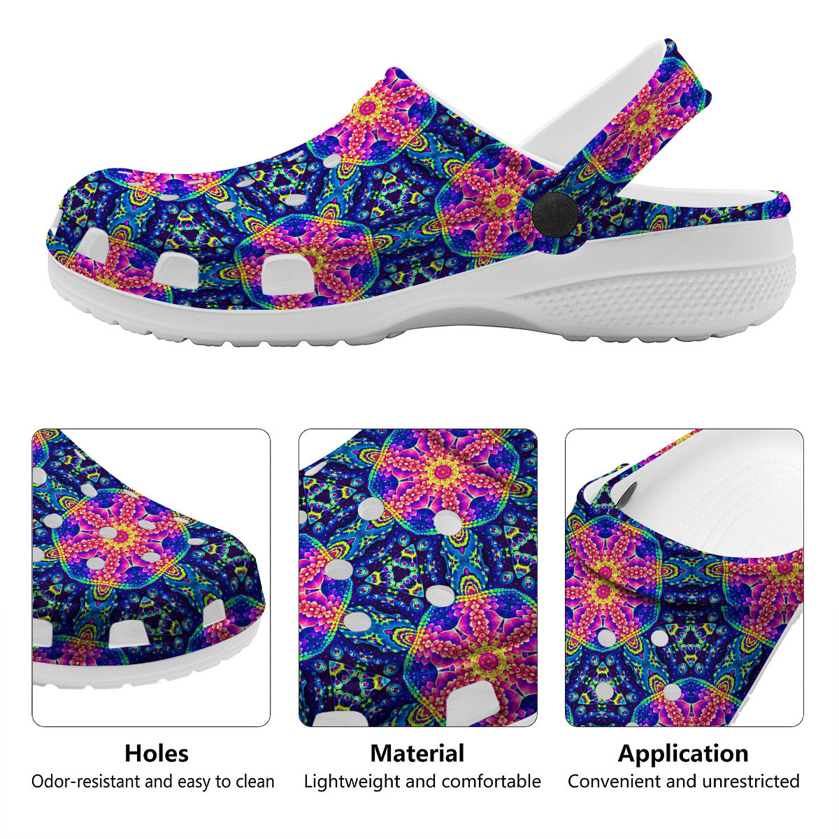 Kaleidoscope Psychedelic Print Pattern Clog-grizzshop