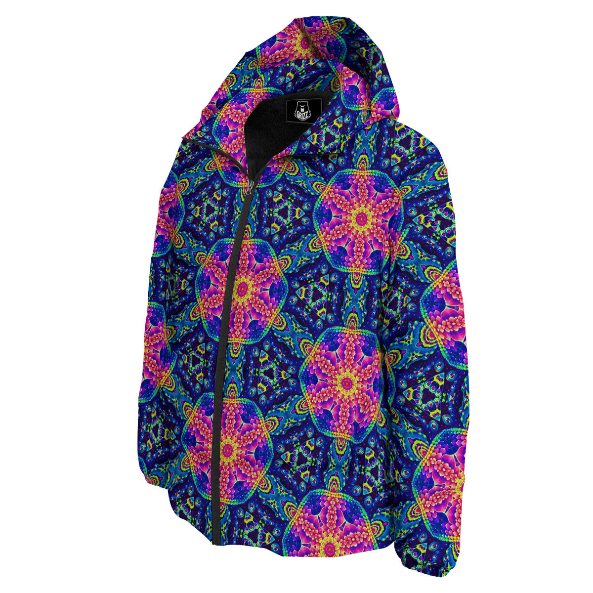 Kaleidoscope Psychedelic Print Pattern Down Jacket-grizzshop