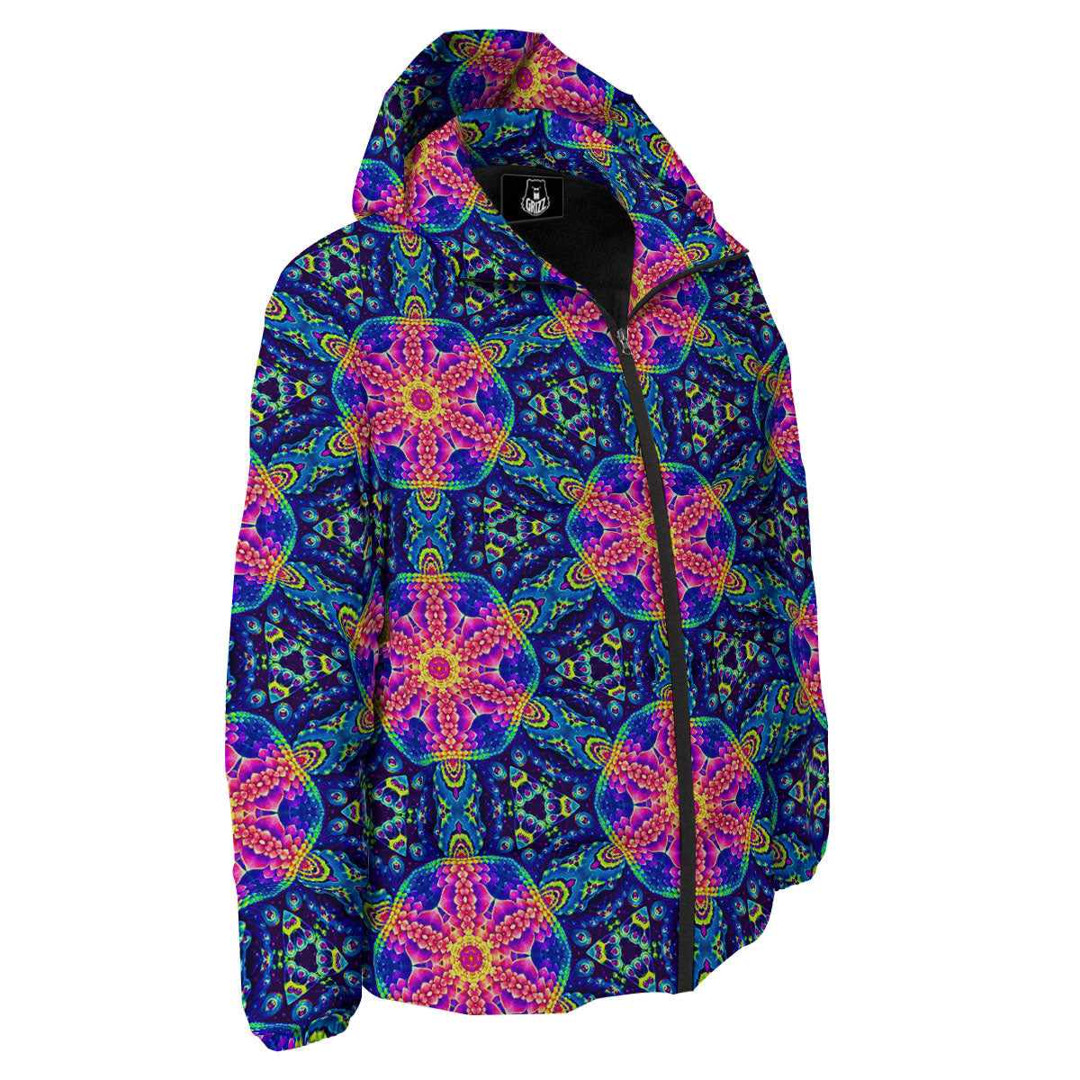 Kaleidoscope Psychedelic Print Pattern Down Jacket-grizzshop