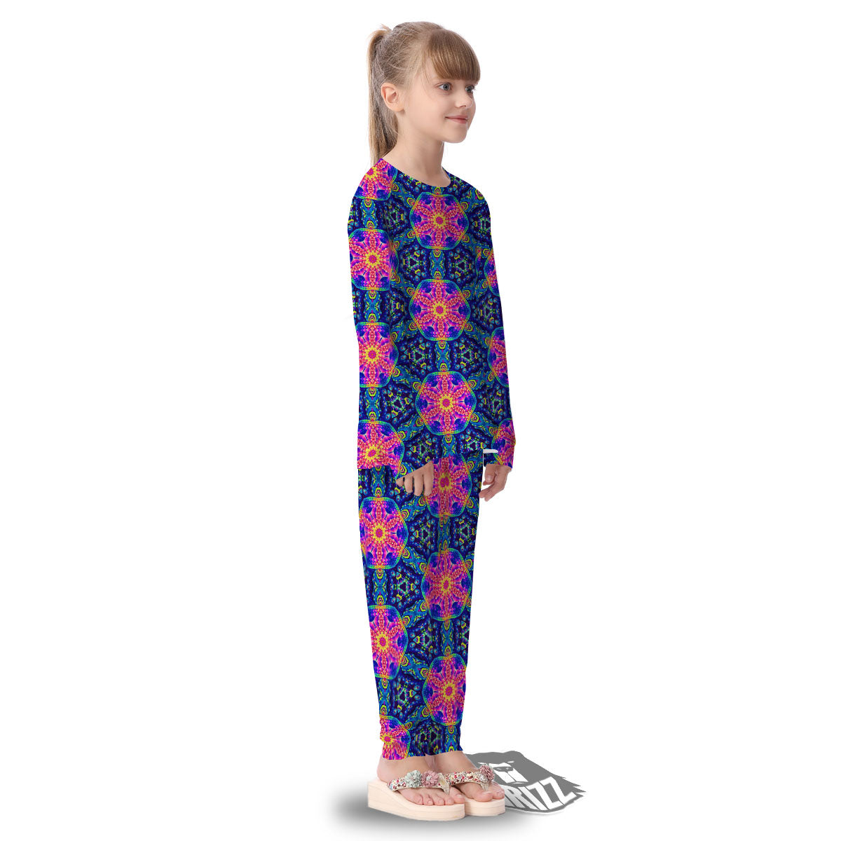 Kaleidoscope Psychedelic Print Pattern Kid's Pajamas-grizzshop