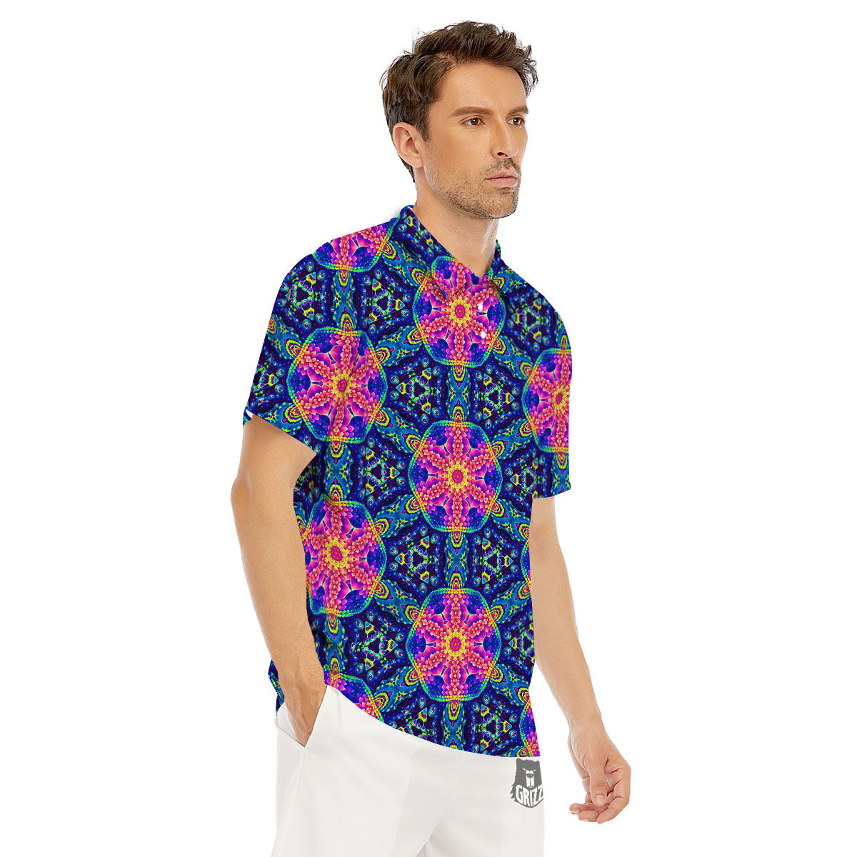 Kaleidoscope Psychedelic Print Pattern Men's Golf Shirts-grizzshop