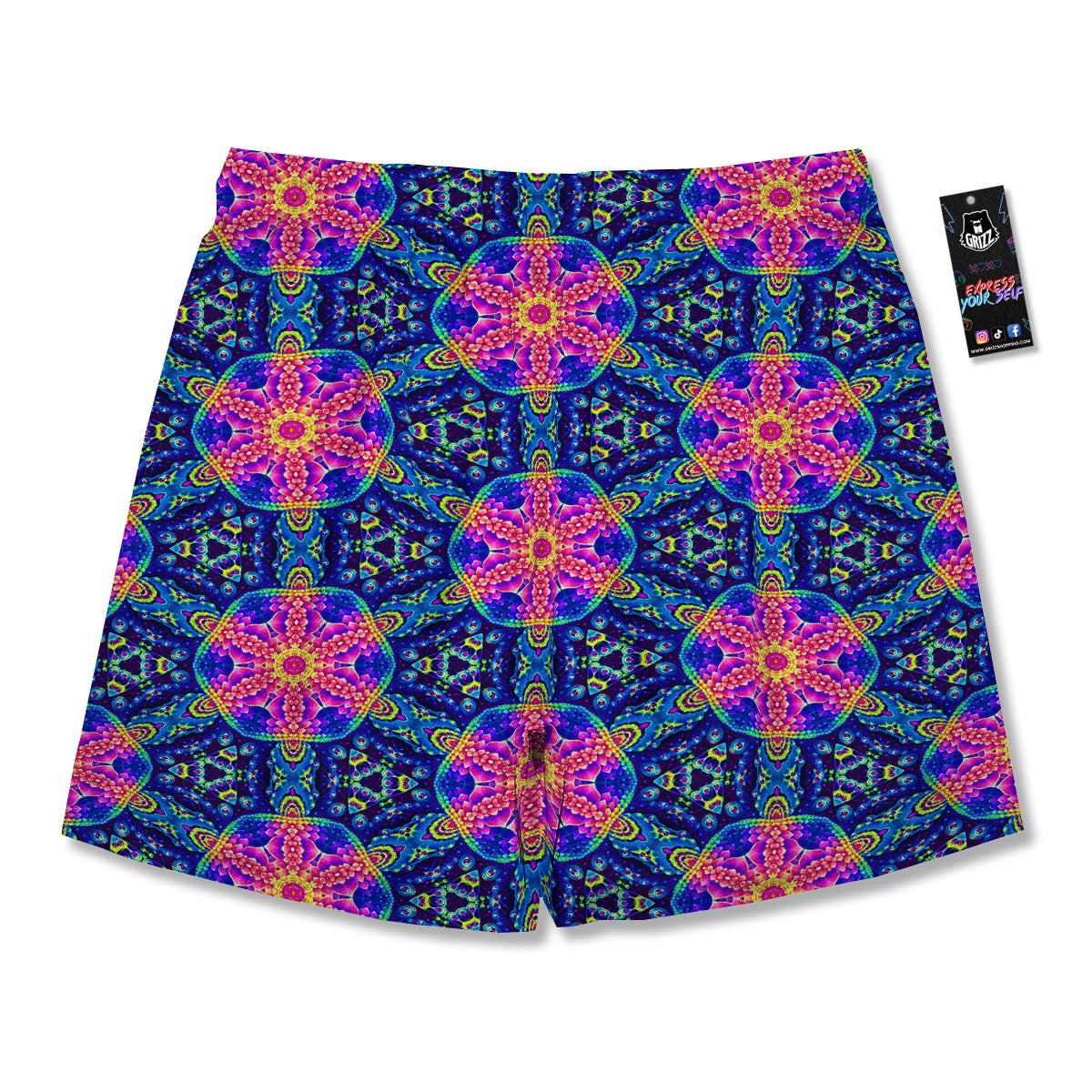 Kaleidoscope Psychedelic Print Pattern Men's Running Shorts-grizzshop