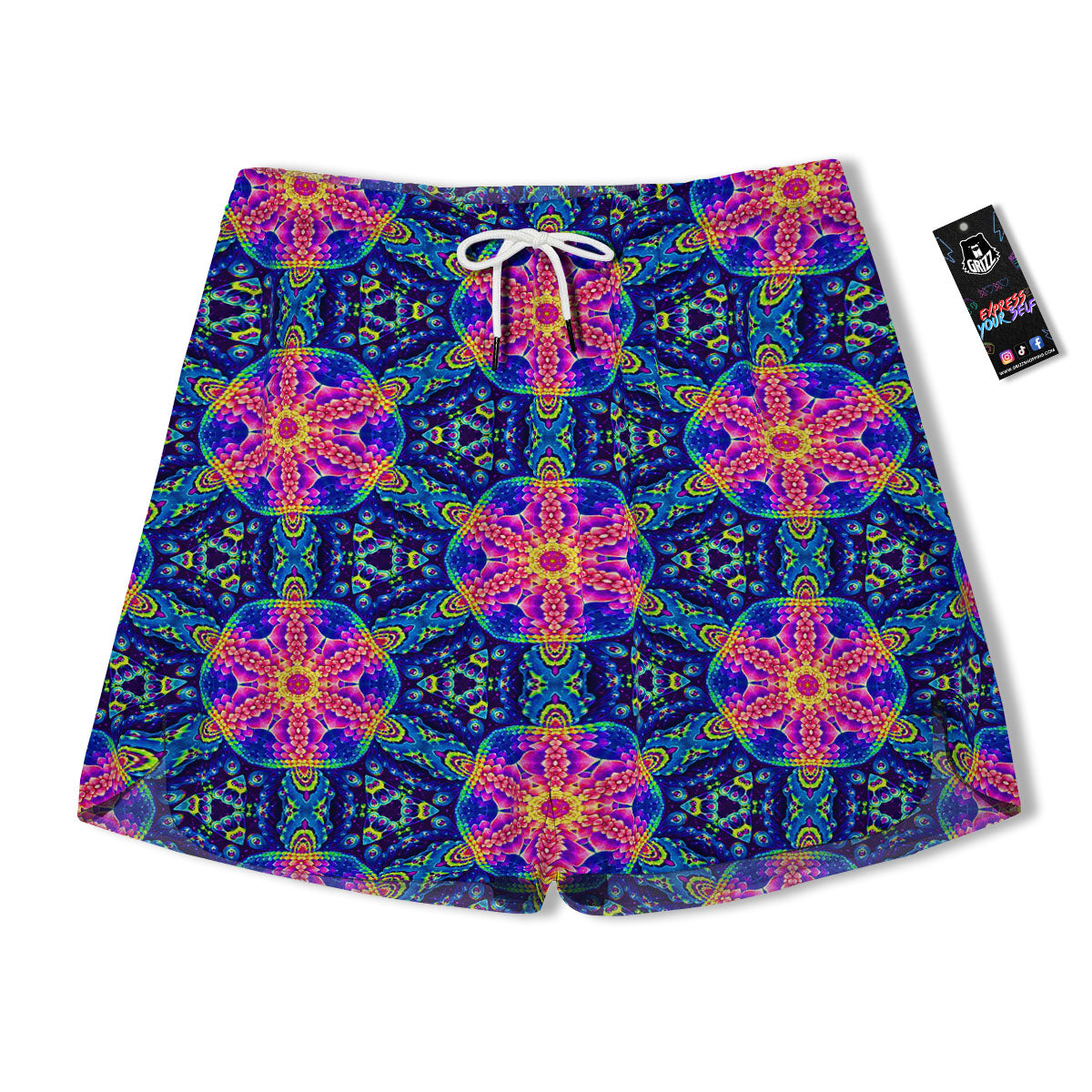 Kaleidoscope Psychedelic Print Pattern Men's Running Shorts-grizzshop