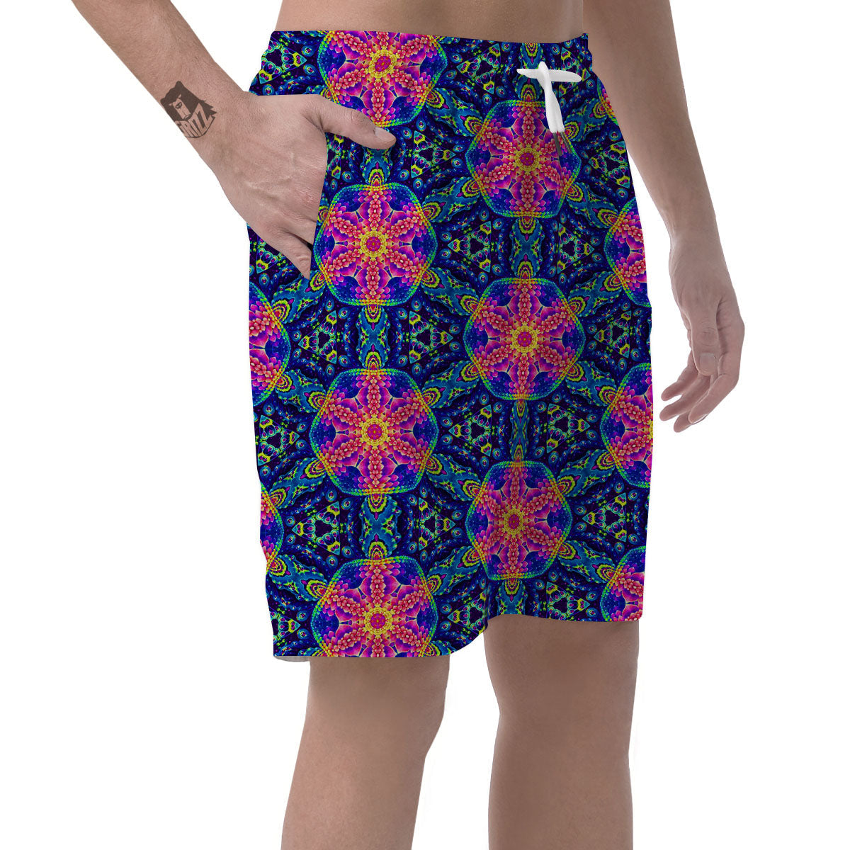 Kaleidoscope Psychedelic Print Pattern Men's Shorts-grizzshop