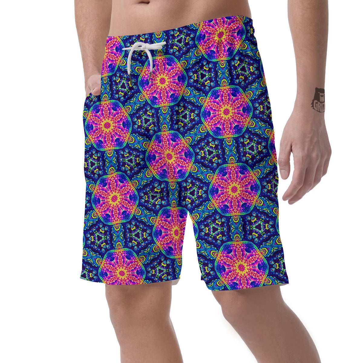 Kaleidoscope Psychedelic Print Pattern Men's Shorts-grizzshop