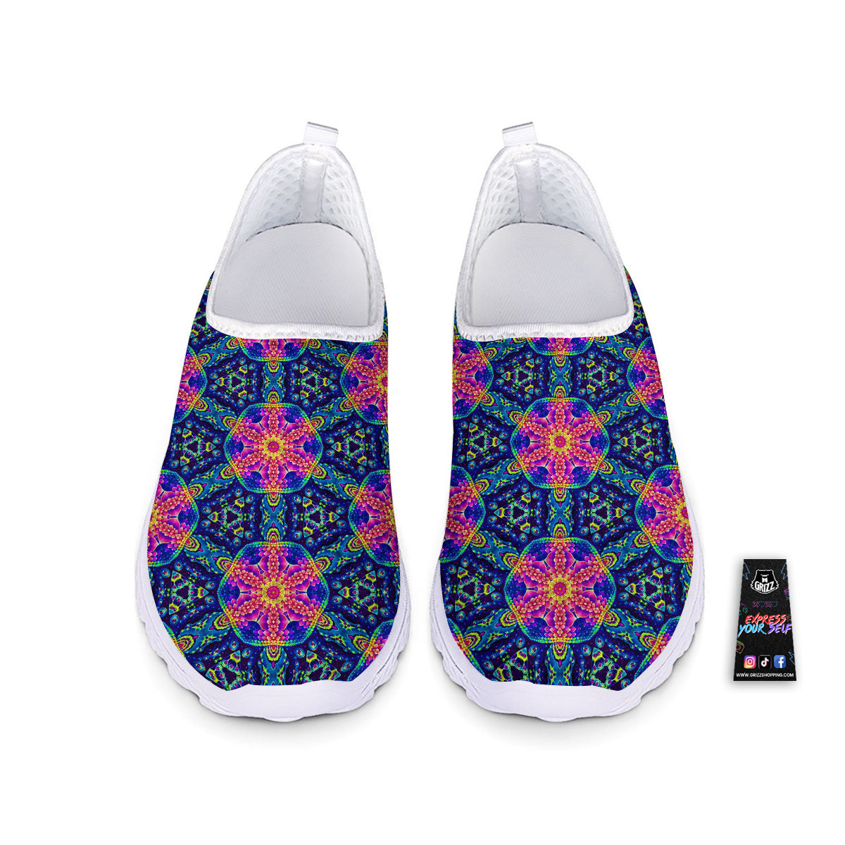 Kaleidoscope Psychedelic Print Pattern Nurse Shoes-grizzshop
