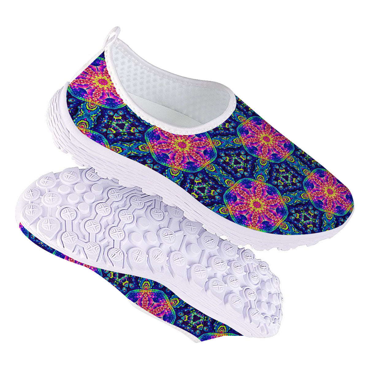 Kaleidoscope Psychedelic Print Pattern Nurse Shoes-grizzshop