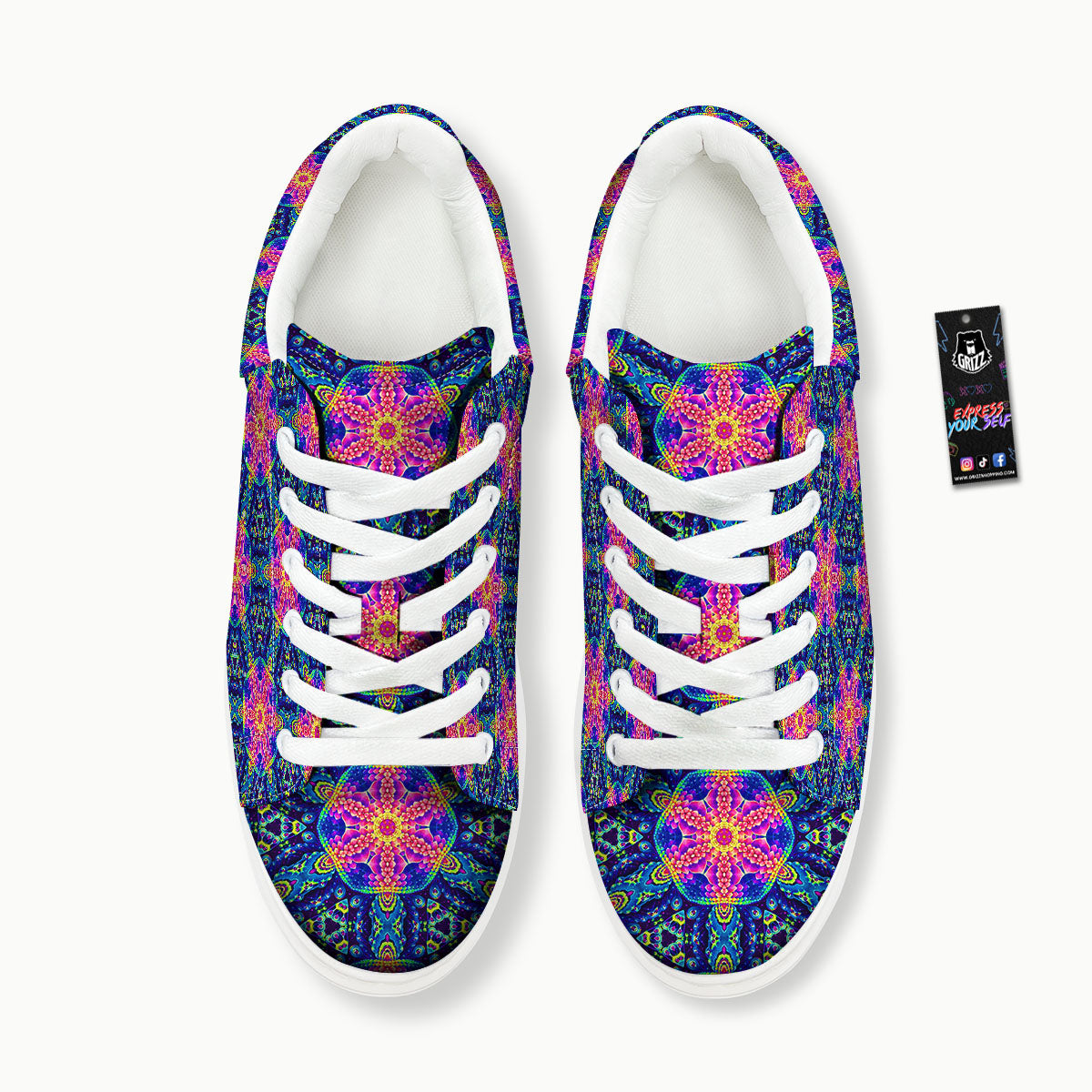 Kaleidoscope Psychedelic Print Pattern Platform Shoes-grizzshop