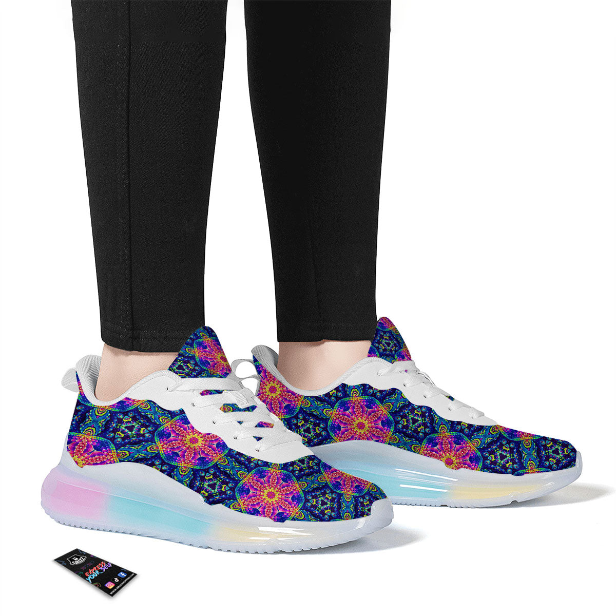 Kaleidoscope Psychedelic Print Pattern Running Sneakers-grizzshop