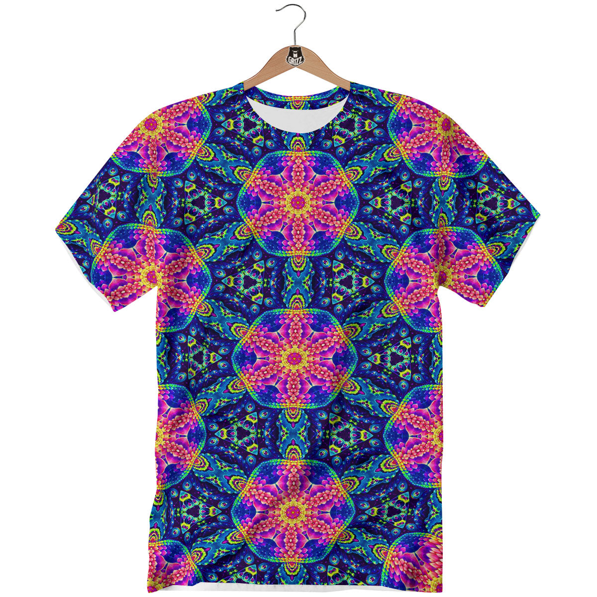 Kaleidoscope Psychedelic Print Pattern T-Shirt-grizzshop