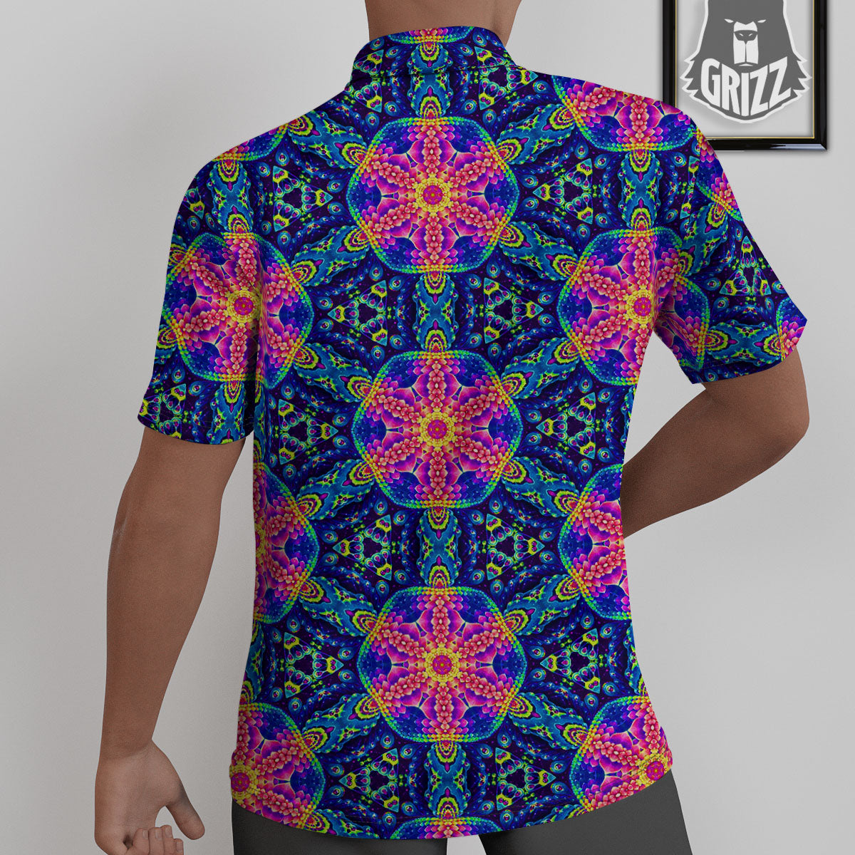 Kaleidoscope Psychedelic Print Pattern Untucked Shirts-grizzshop