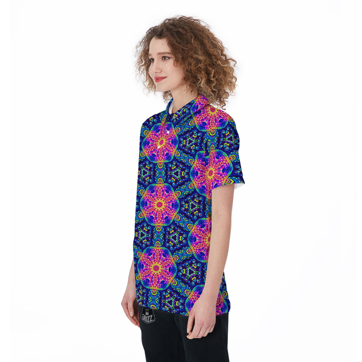 Kaleidoscope Psychedelic Print Pattern Women's Golf Shirts-grizzshop