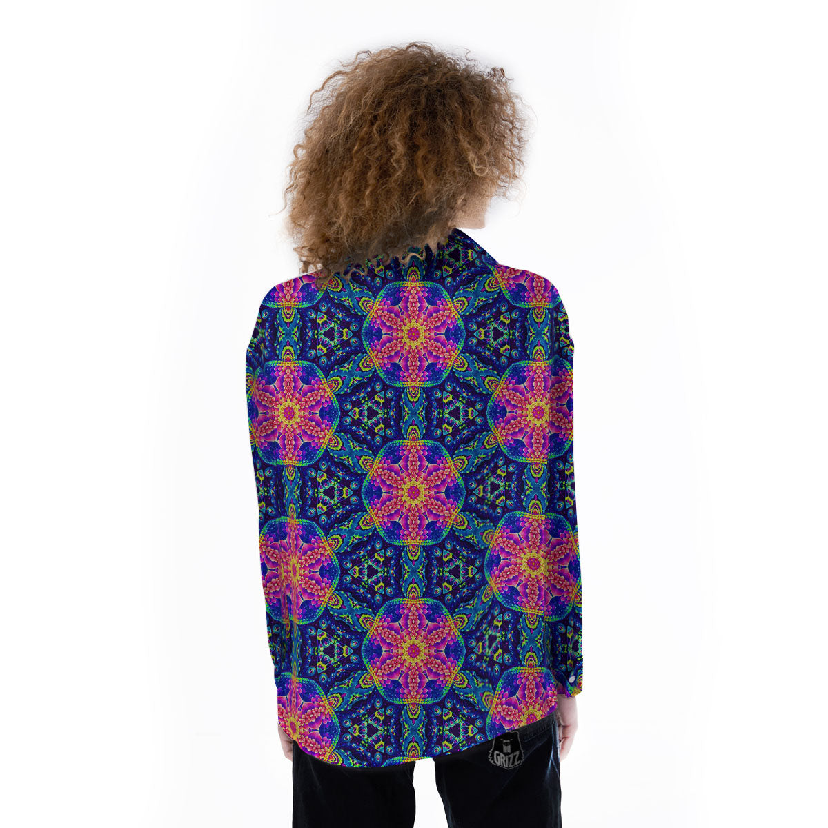 Kaleidoscope Psychedelic Print Pattern Women's Long Sleeve Shirts-grizzshop
