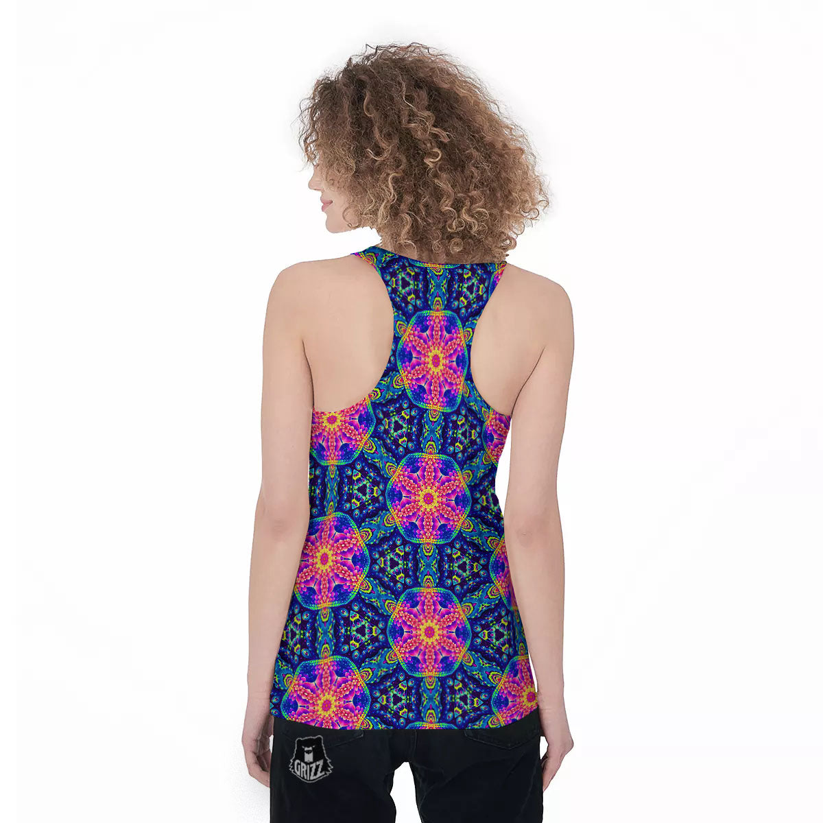 Kaleidoscope Psychedelic Print Pattern Women's Racerback Tank Top-grizzshop