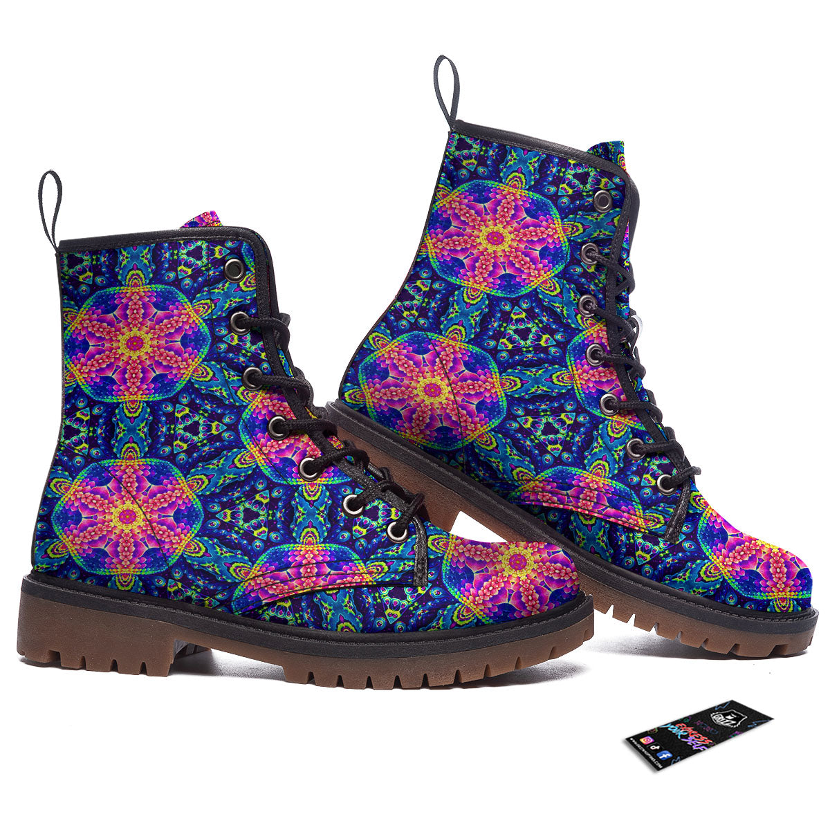 Kaleidoscope Psychedelic Print Pattern Work Boots-grizzshop