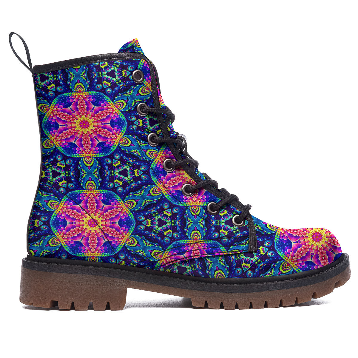 Kaleidoscope Psychedelic Print Pattern Work Boots-grizzshop